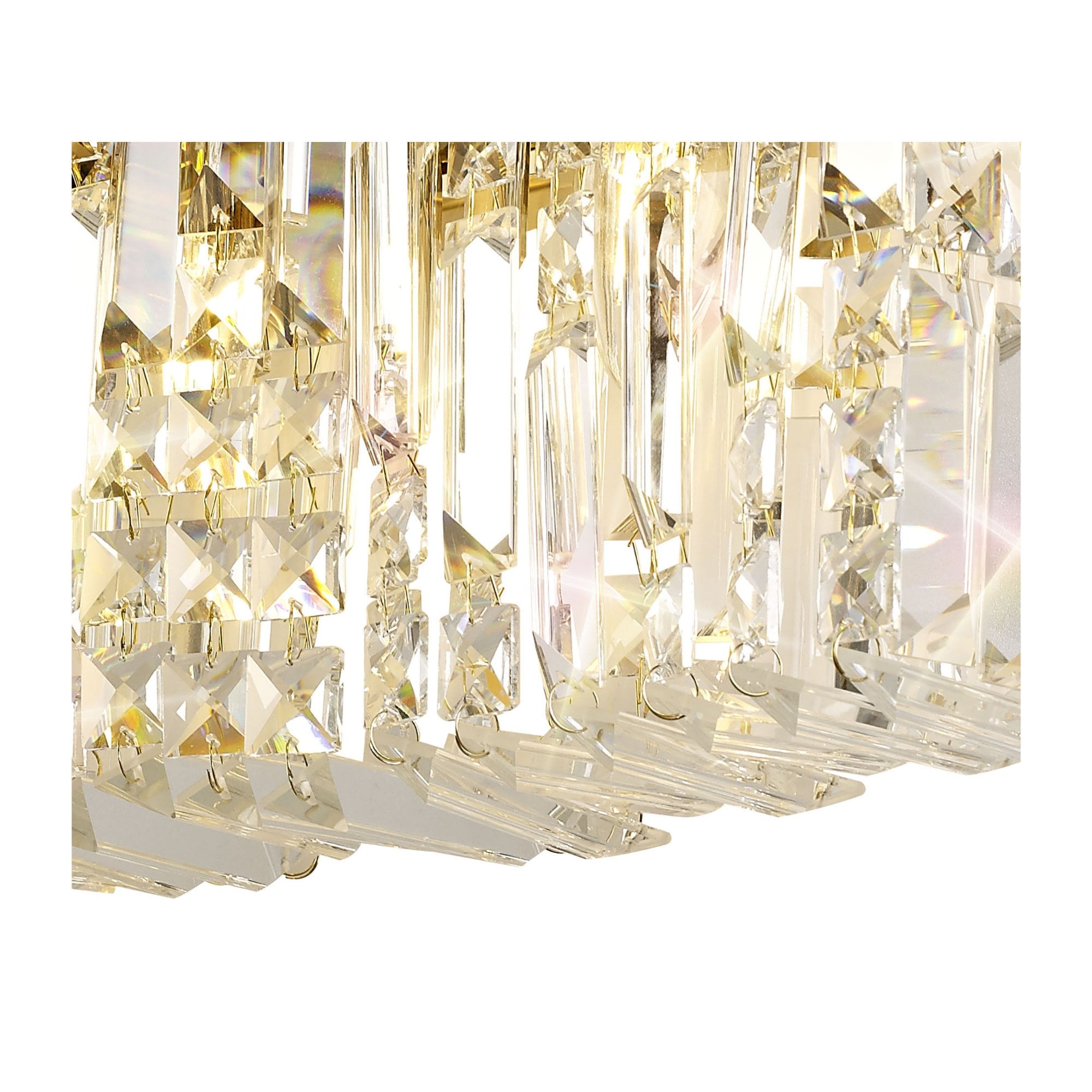 Fabula Fernbank 3 Light Large Rectangular Wall Lamp - Gold & Crystal