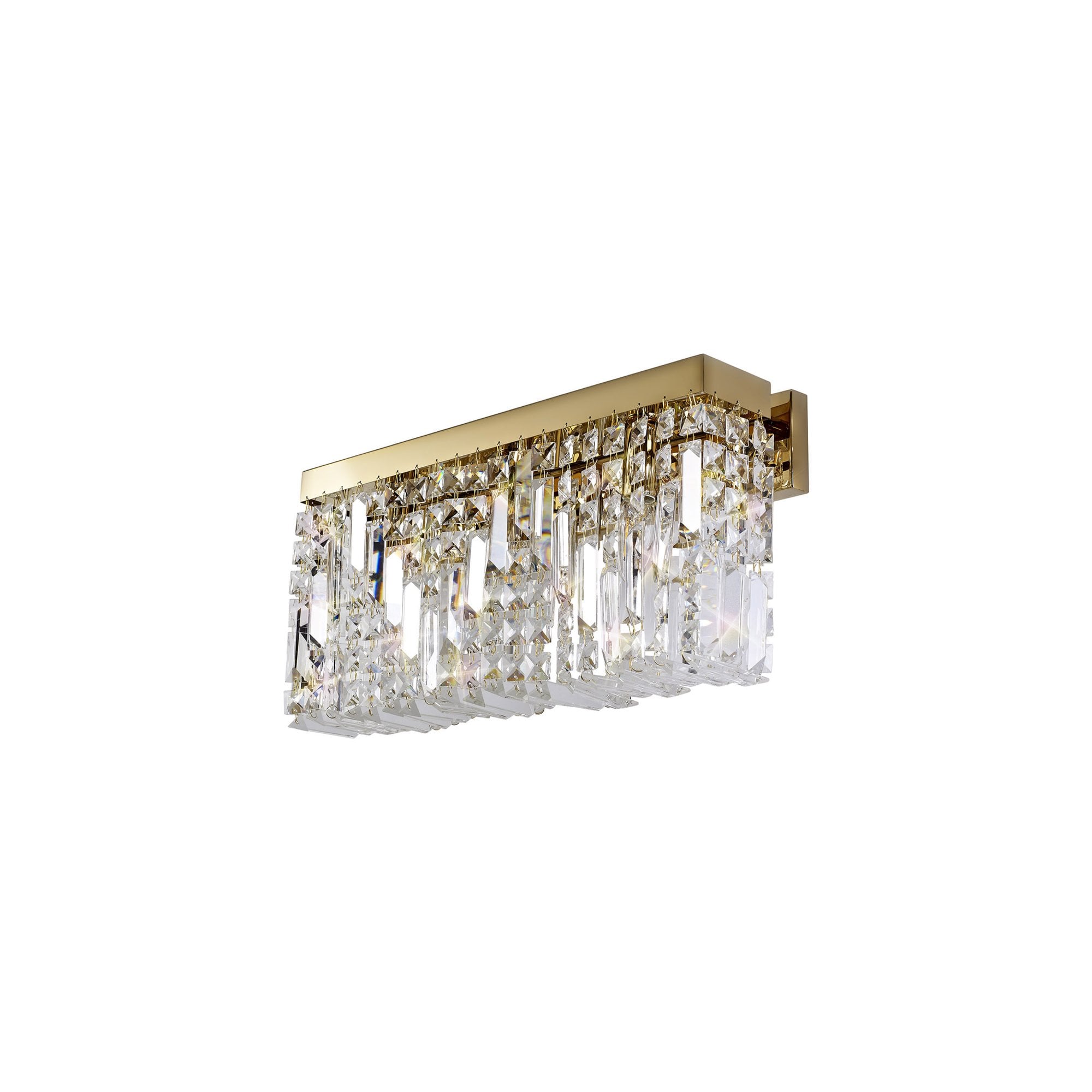 Fabula Fernbank 3 Light Large Rectangular Wall Lamp - Gold & Crystal