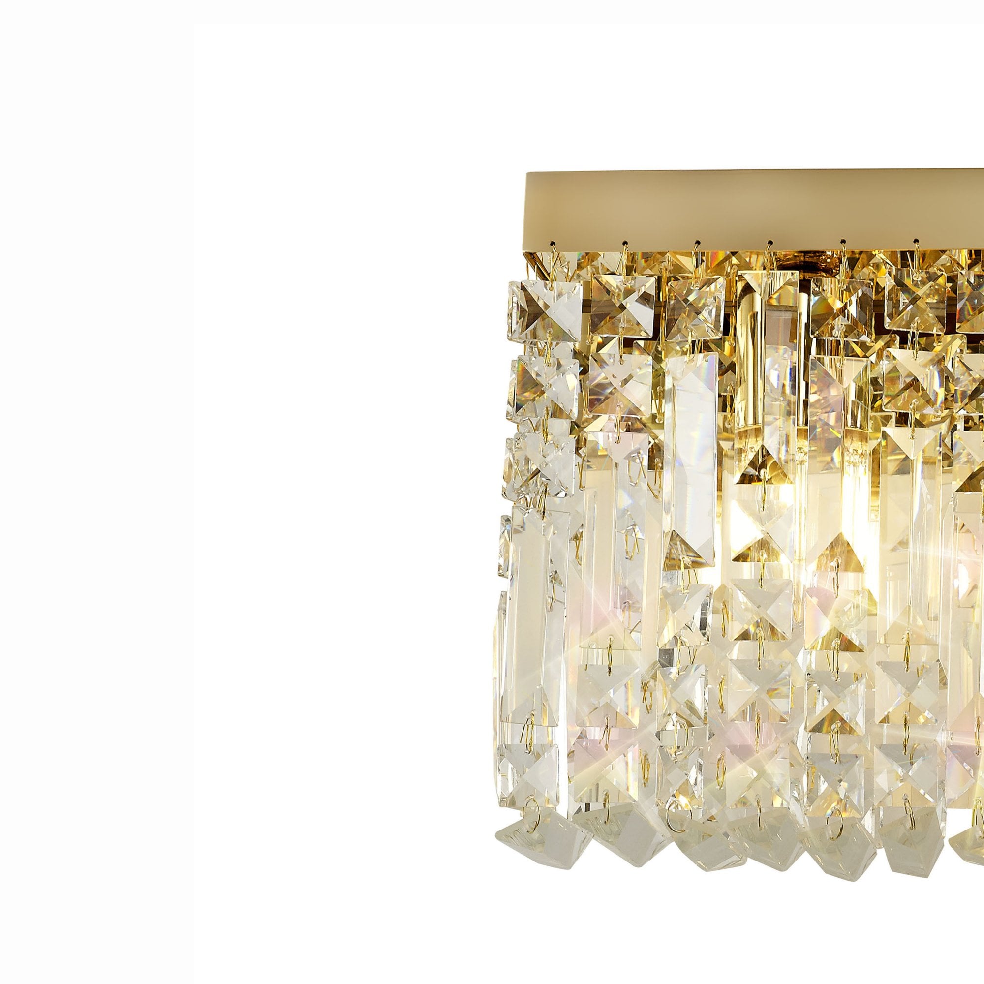 Fabula Fernbank 3 Light Large Rectangular Wall Lamp - Gold & Crystal
