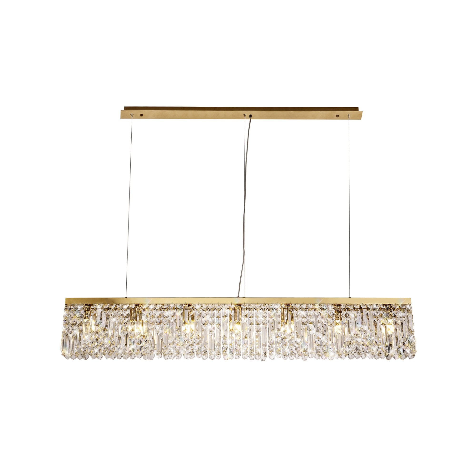 Fabula Fernbank 7 Light Linear Pendant Chandelier - Gold & Crystal