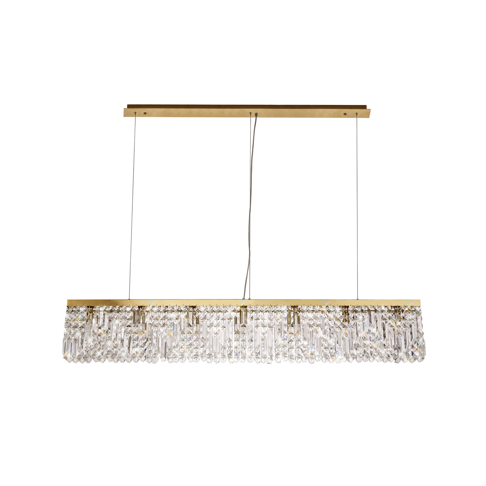 Fabula Fernbank 7 Light Linear Pendant Chandelier - Gold & Crystal