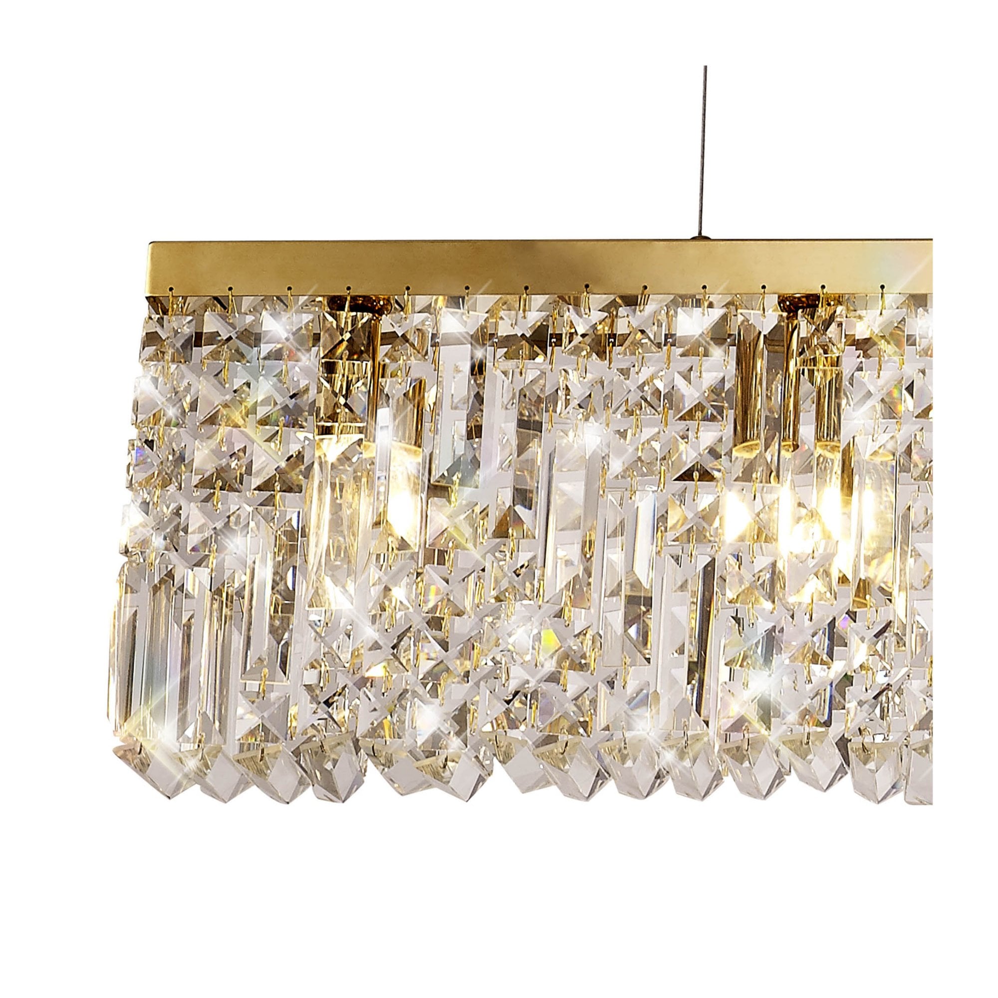 Fabula Fernbank 7 Light Linear Pendant Chandelier - Gold & Crystal