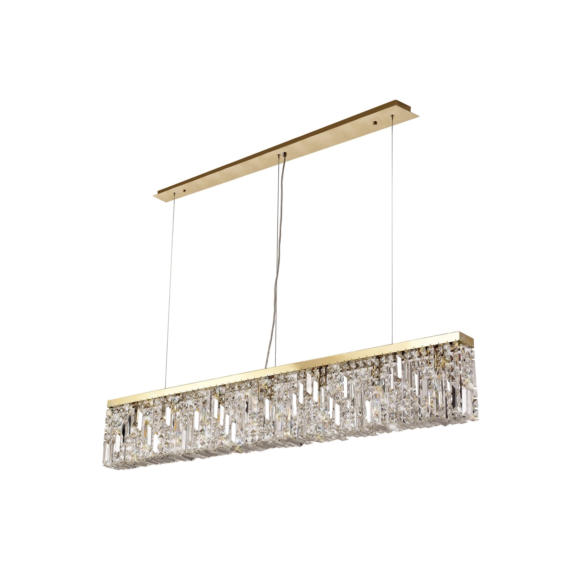 Fabula Fernbank 7 Light Linear Pendant Chandelier - Gold & Crystal