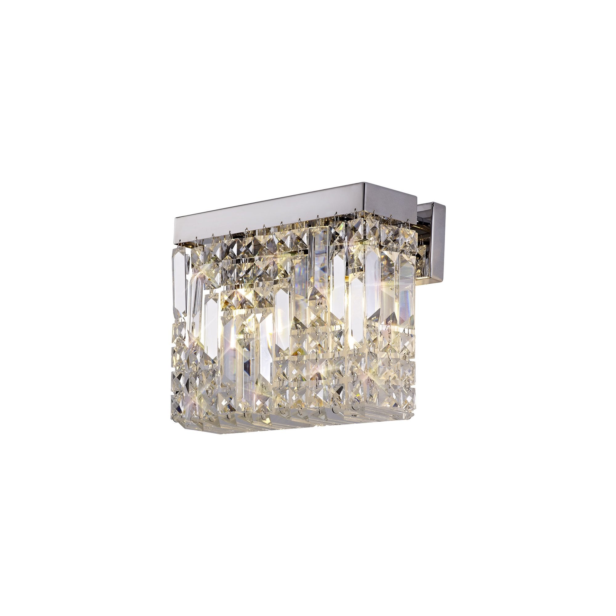 Fabula Fernbank 2 Light Small Rectangular Wall Lamp - Polished Chrome & Crystal