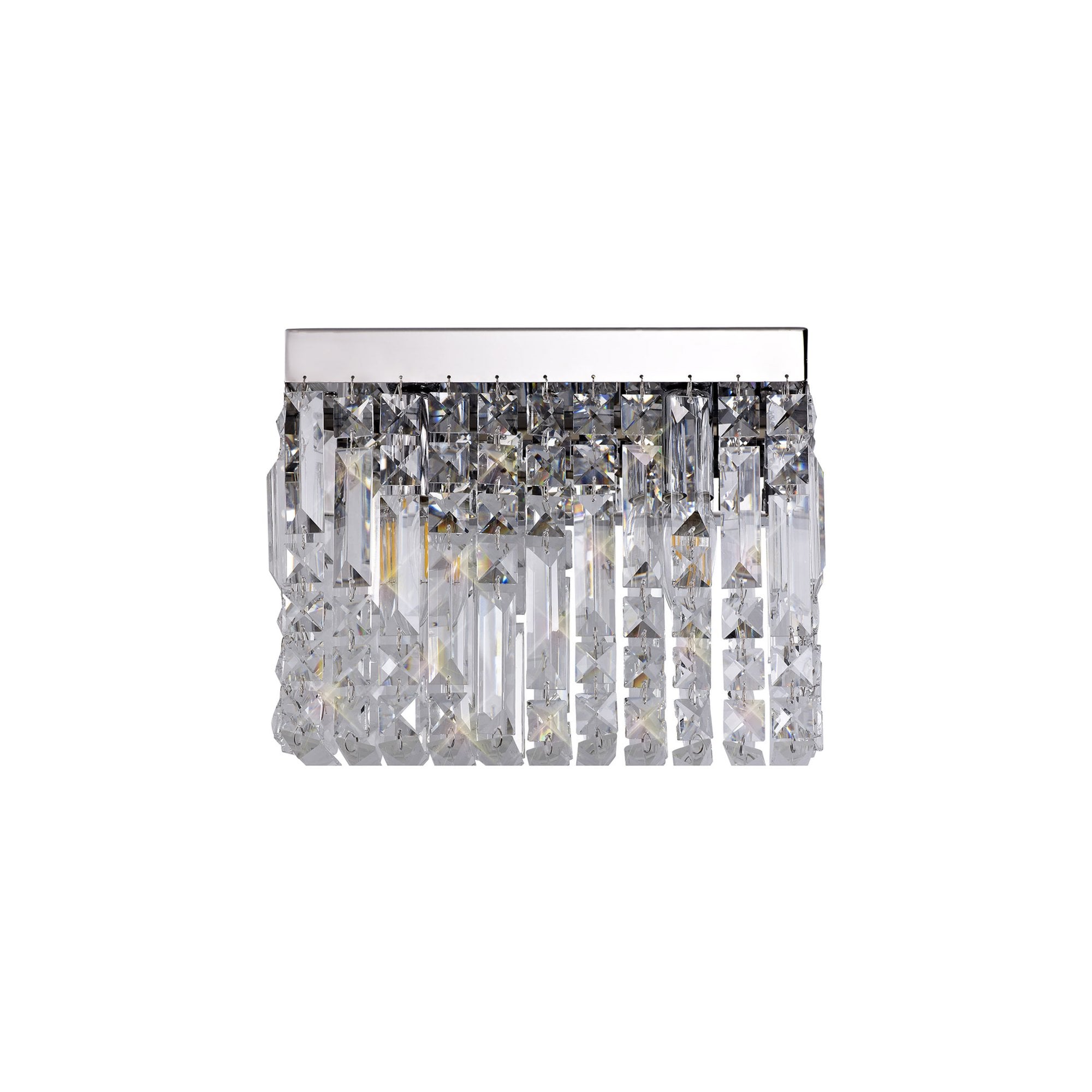 Fabula Fernbank 2 Light Small Rectangular Wall Lamp - Polished Chrome & Crystal