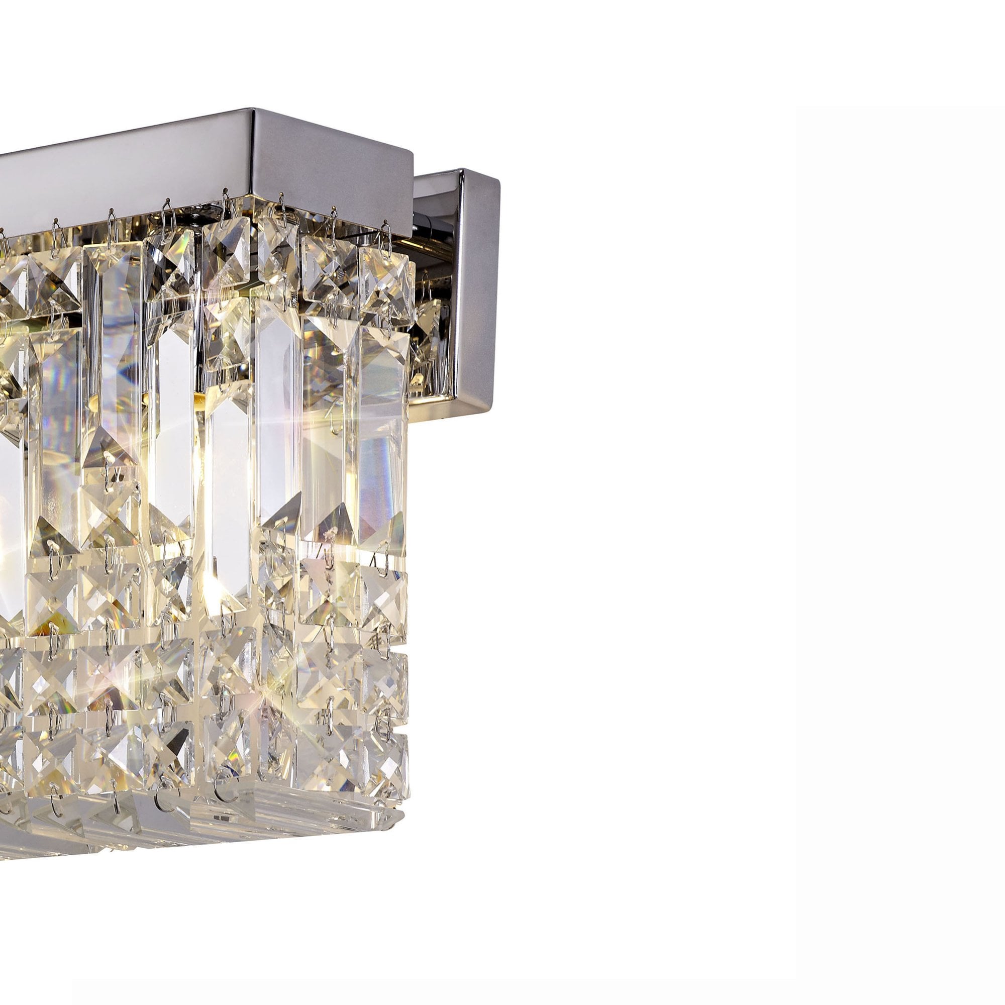 Fabula Fernbank 2 Light Small Rectangular Wall Lamp - Polished Chrome & Crystal