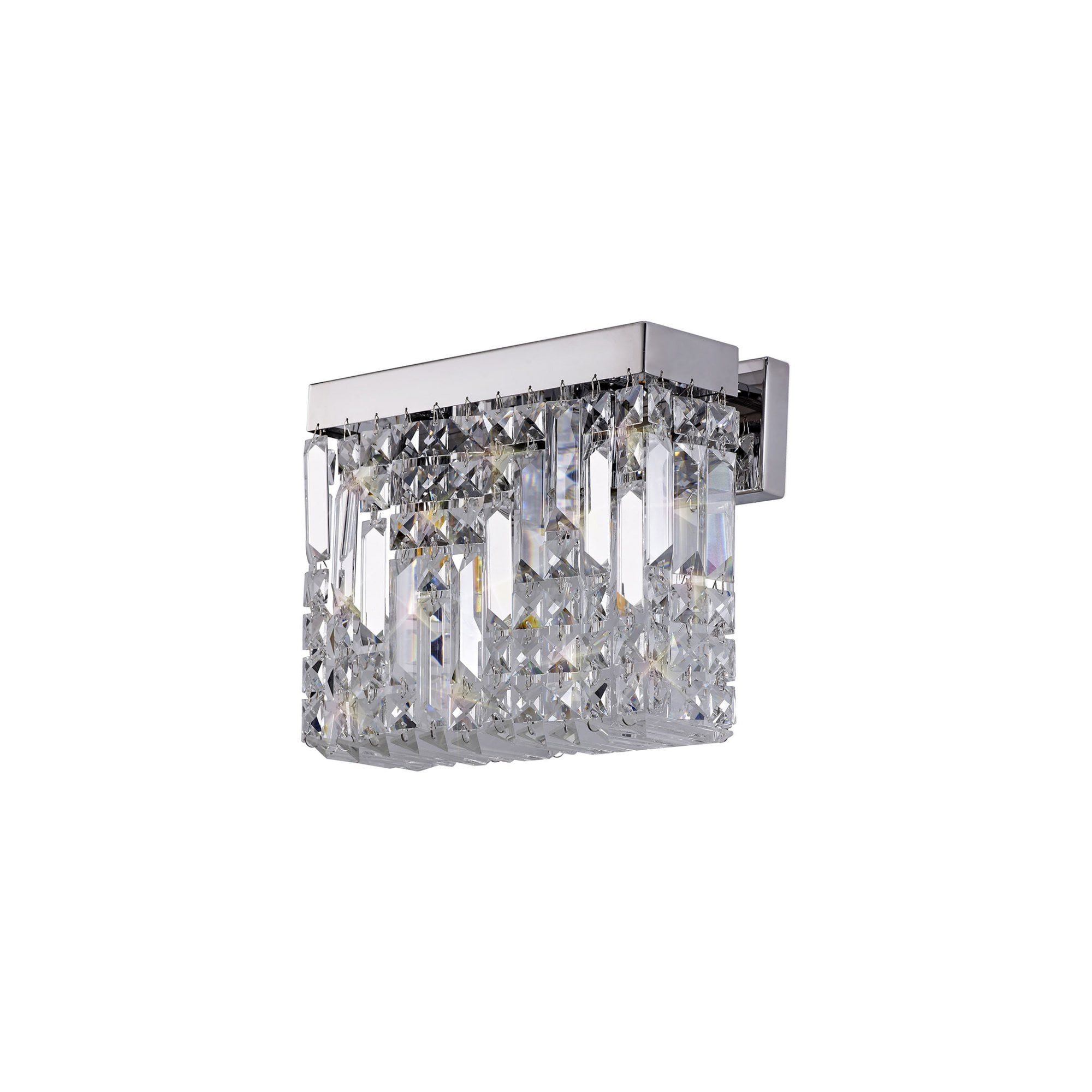 Fabula Fernbank 2 Light Small Rectangular Wall Lamp - Polished Chrome & Crystal