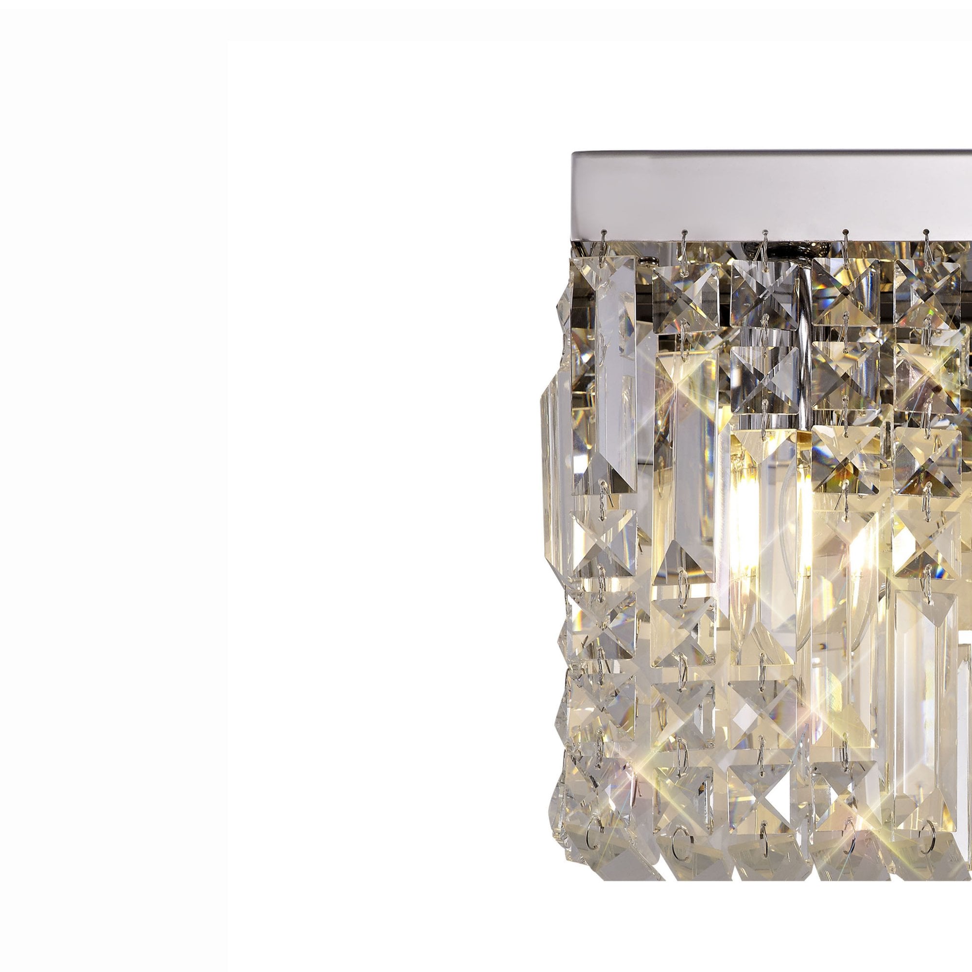 Fabula Fernbank 2 Light Small Rectangular Wall Lamp - Polished Chrome & Crystal