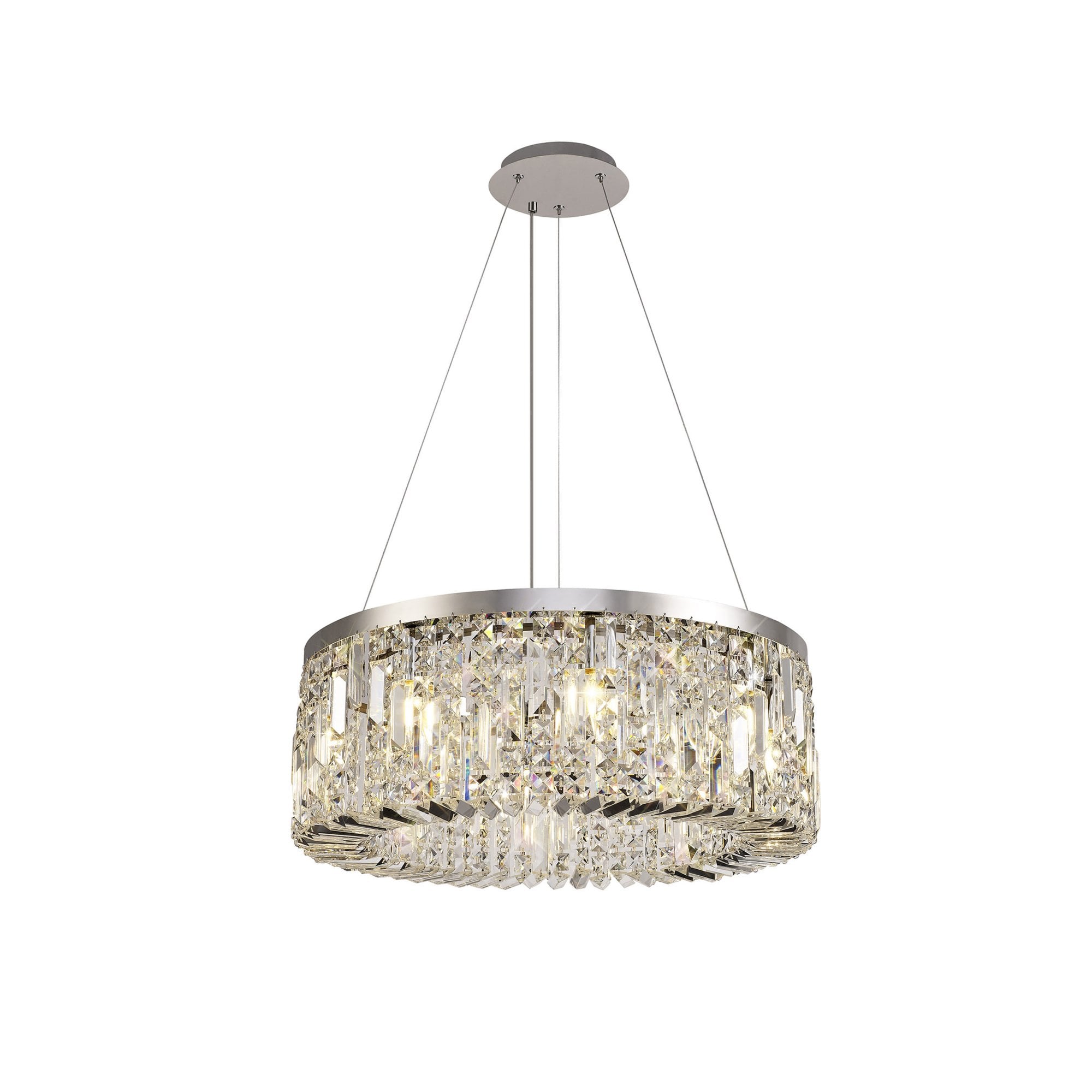 Fabula Fernbank 8 Light Round Pendant Chandelier - Polished Chrome & Crystal