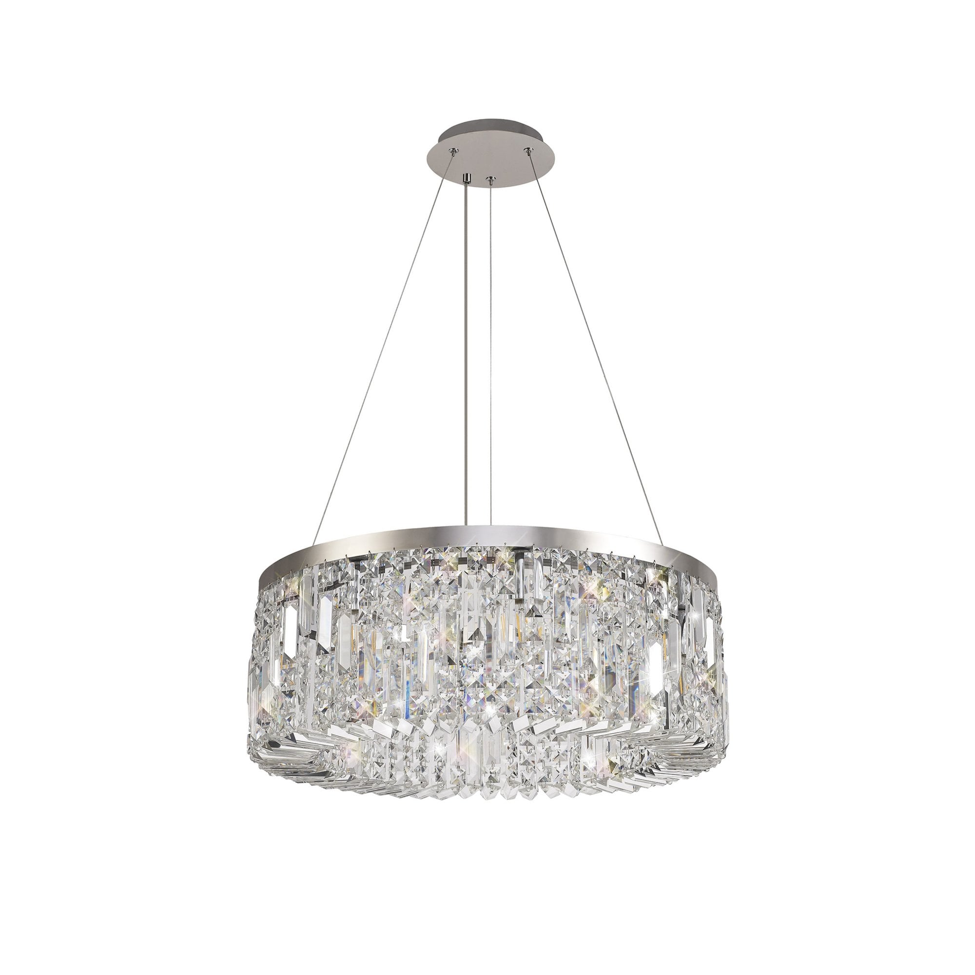 Fabula Fernbank 8 Light Round Pendant Chandelier - Polished Chrome & Crystal