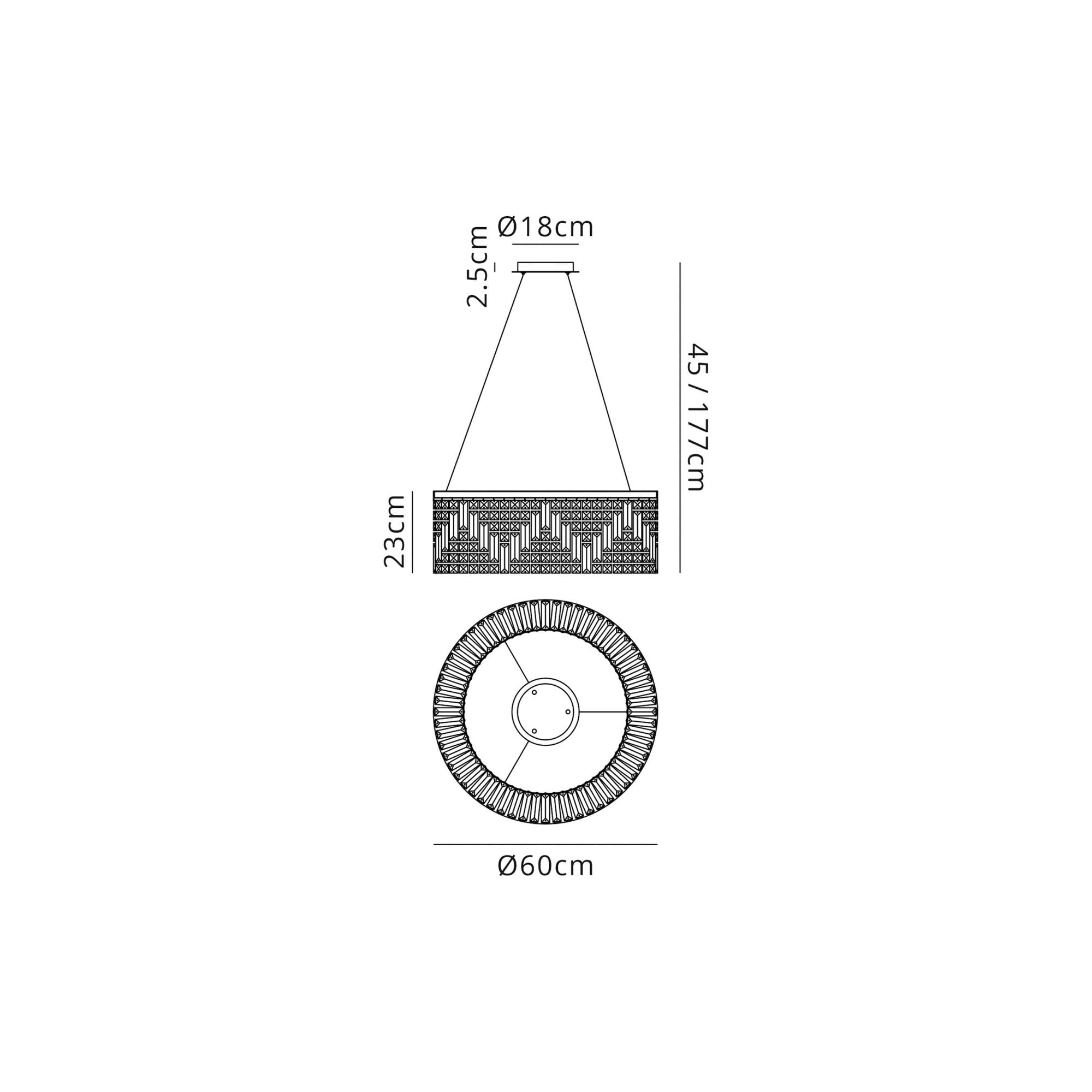 Fabula Fernbank 8 Light Round Pendant Chandelier - Polished Chrome & Crystal