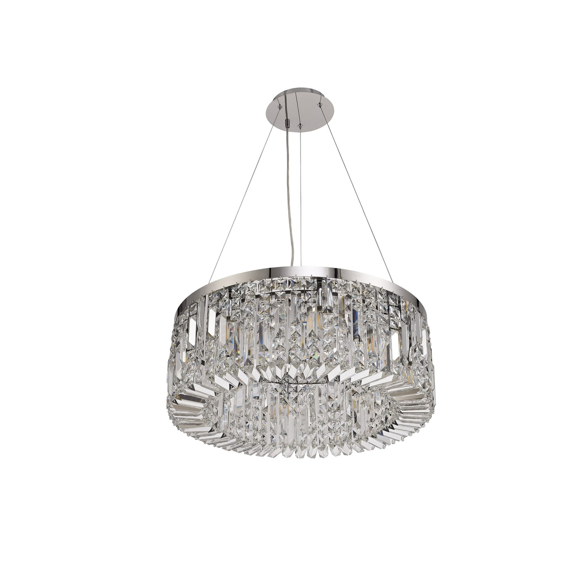 Fabula Fernbank 8 Light Round Pendant Chandelier - Polished Chrome & Crystal