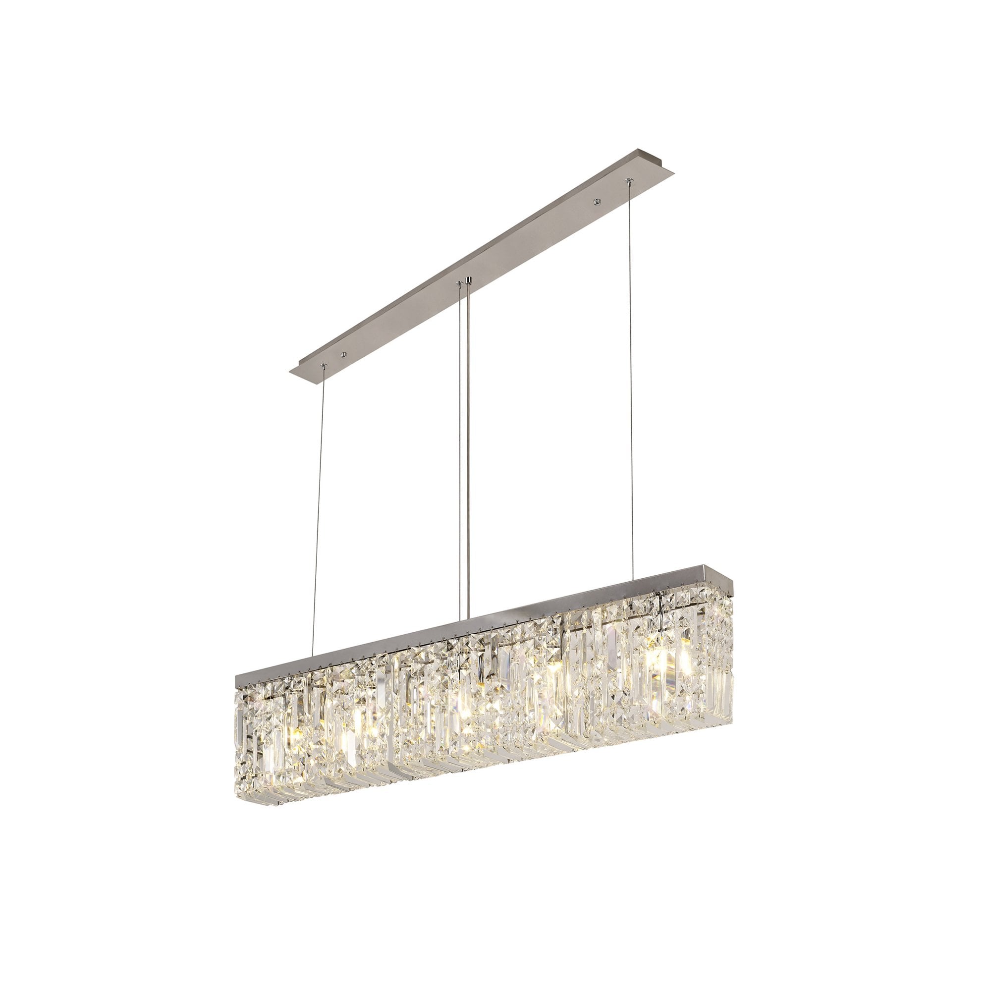 Fabula Fernbank 5 Light Linear Pendant Chandelier - Polished Chrome & Crystal