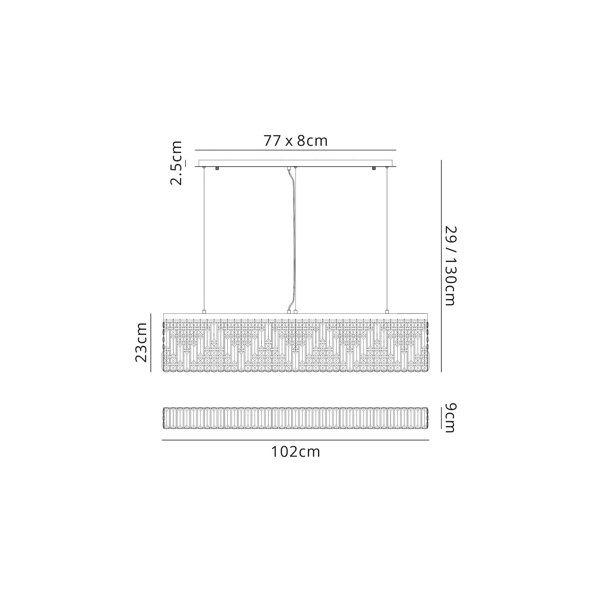 Fabula Fernbank 5 Light Linear Pendant Chandelier - Polished Chrome & Crystal