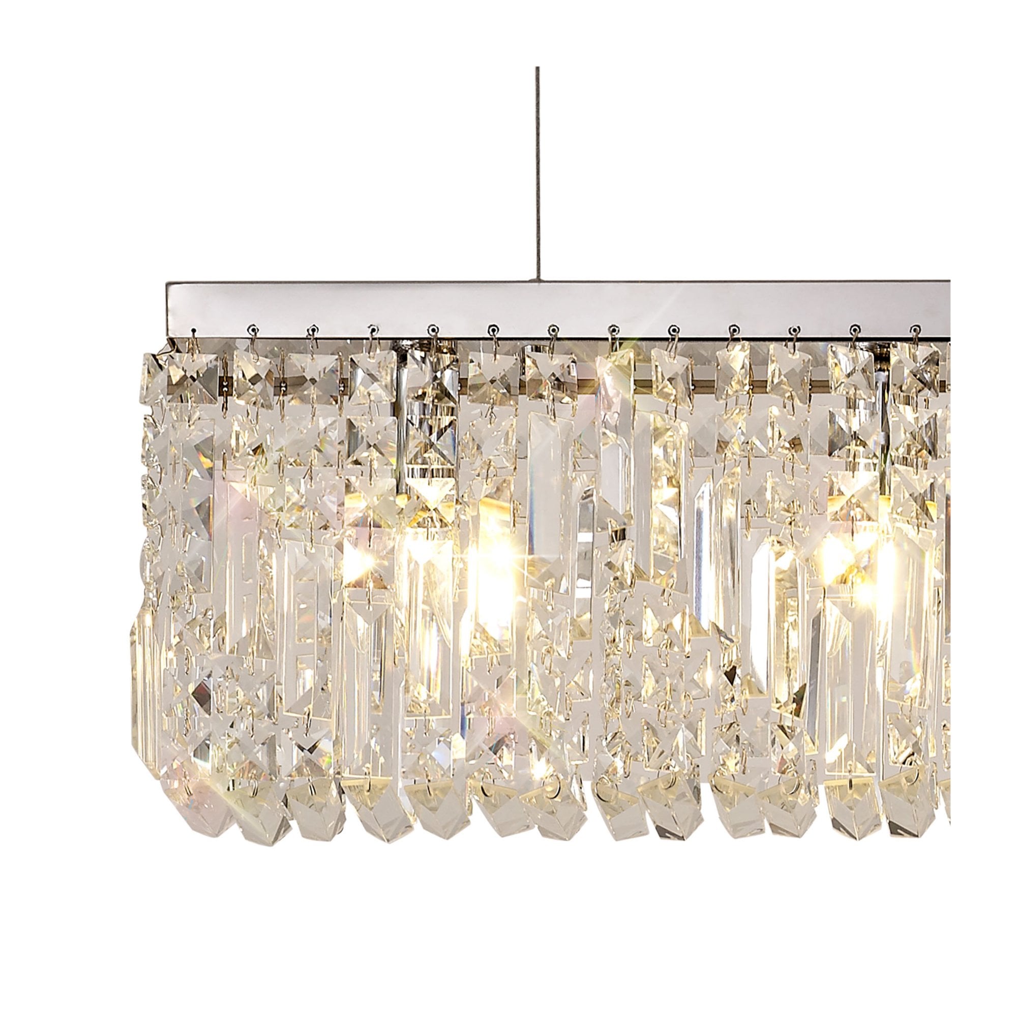 Fabula Fernbank 5 Light Linear Pendant Chandelier - Polished Chrome & Crystal