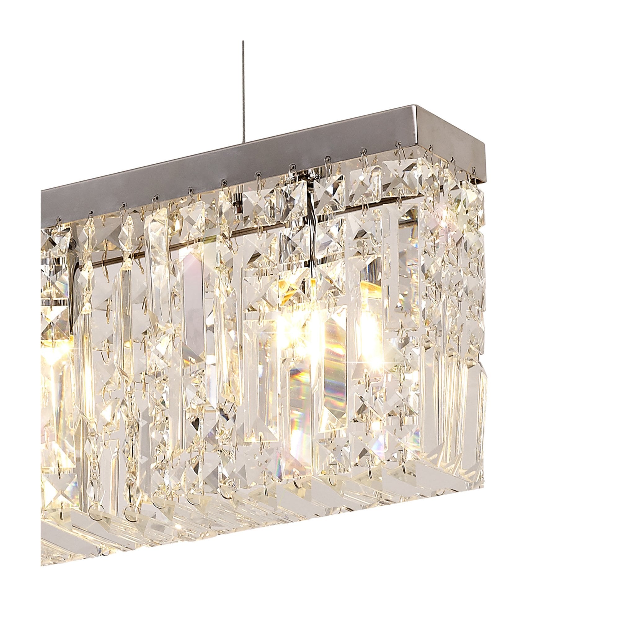 Fabula Fernbank 5 Light Linear Pendant Chandelier - Polished Chrome & Crystal