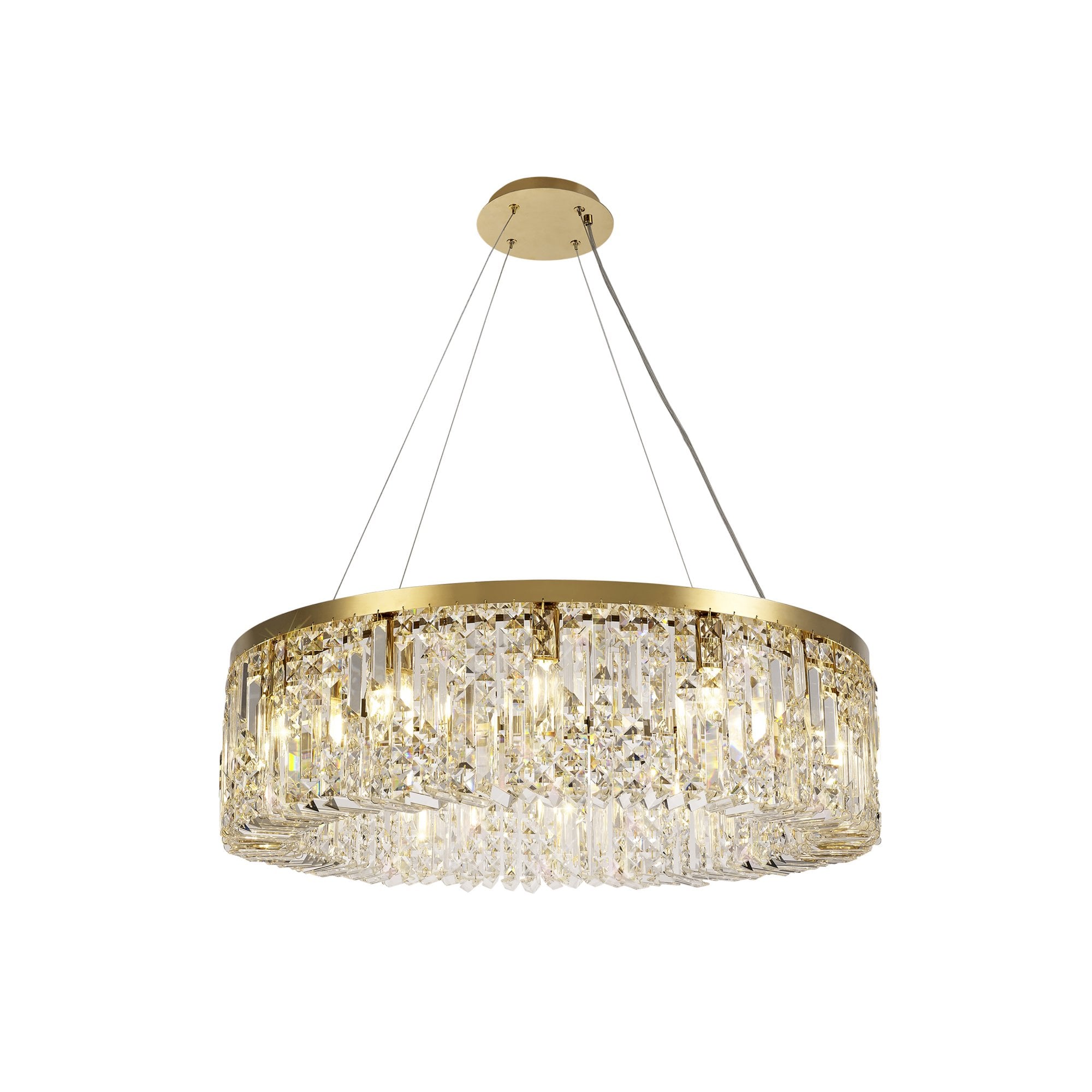 Fabula Fernbank 12 Light Round Pendant Chandelier - Gold & Crystal