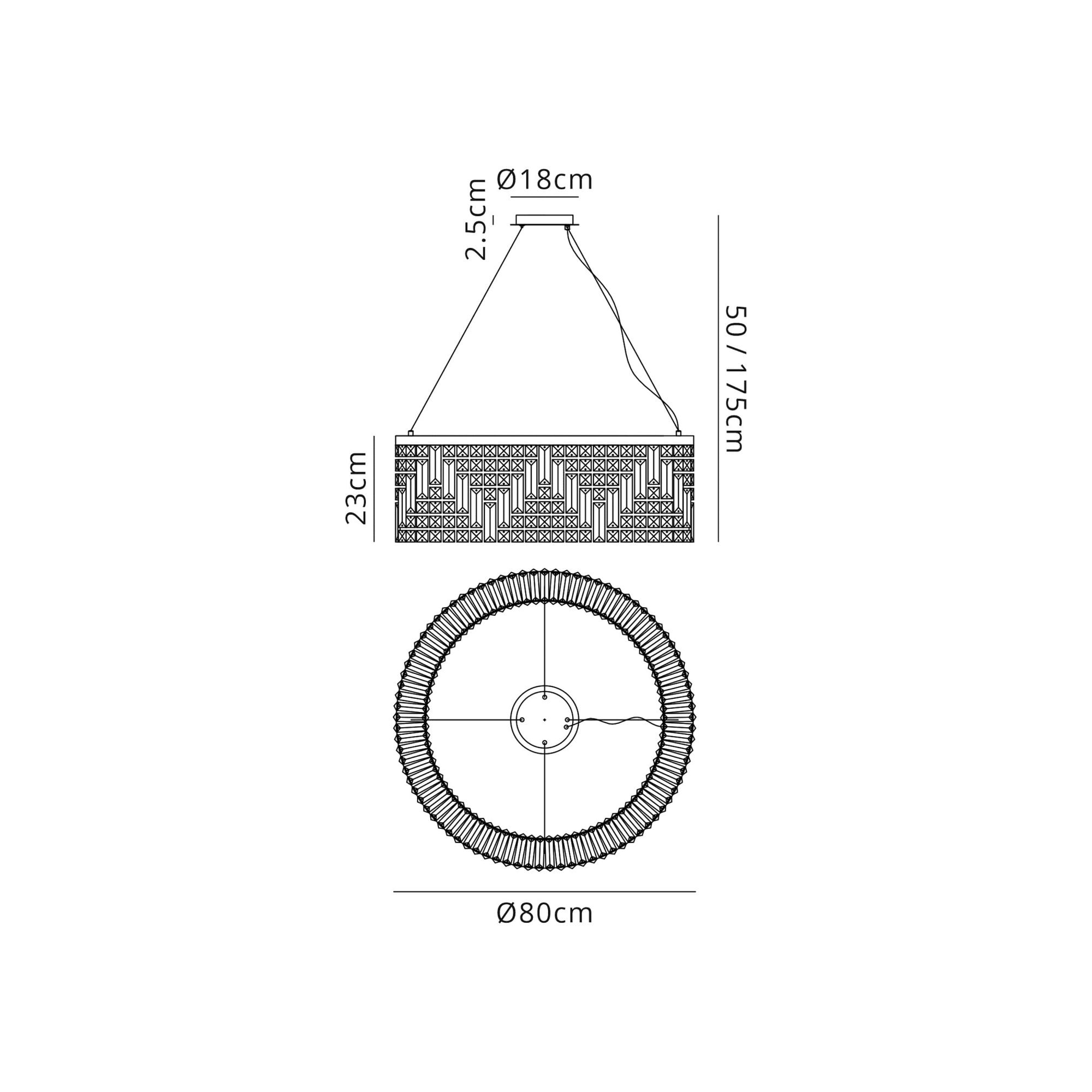 Fabula Fernbank 12 Light Round Pendant Chandelier - Gold & Crystal