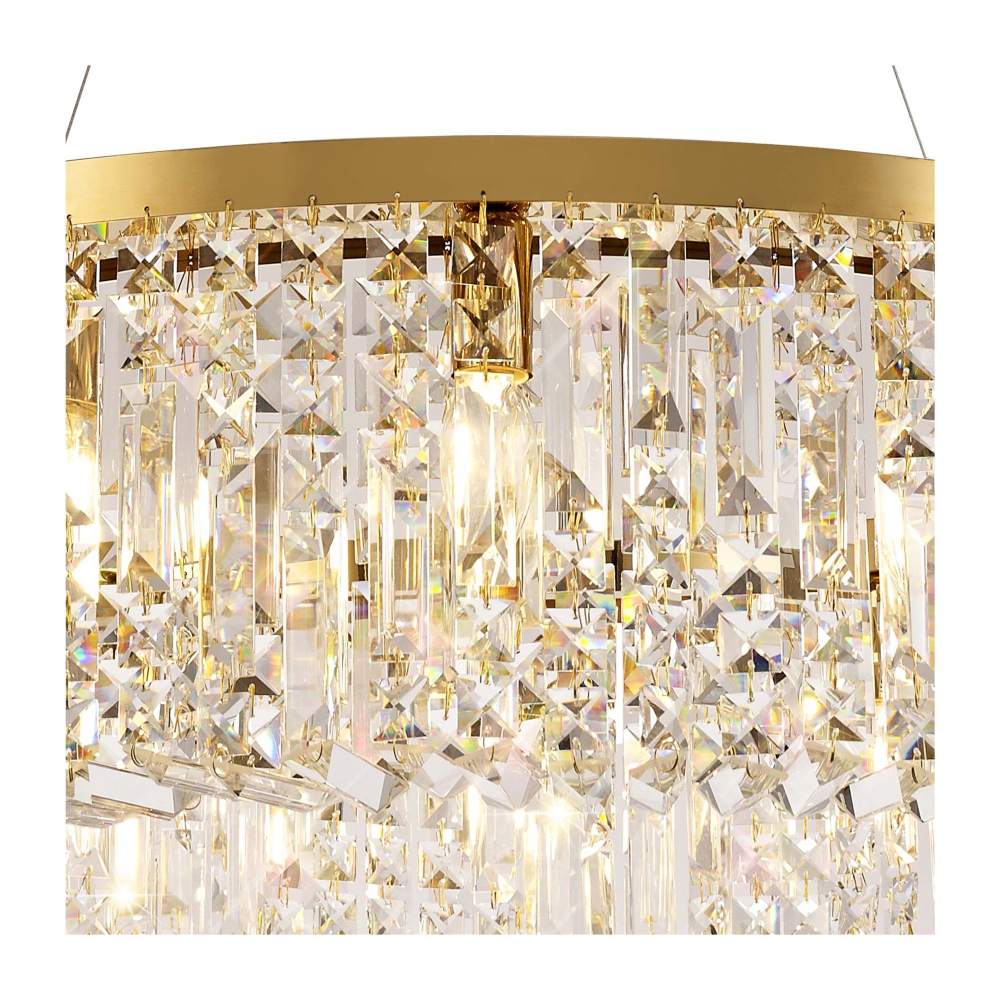 Fabula Fernbank 12 Light Round Pendant Chandelier - Gold & Crystal