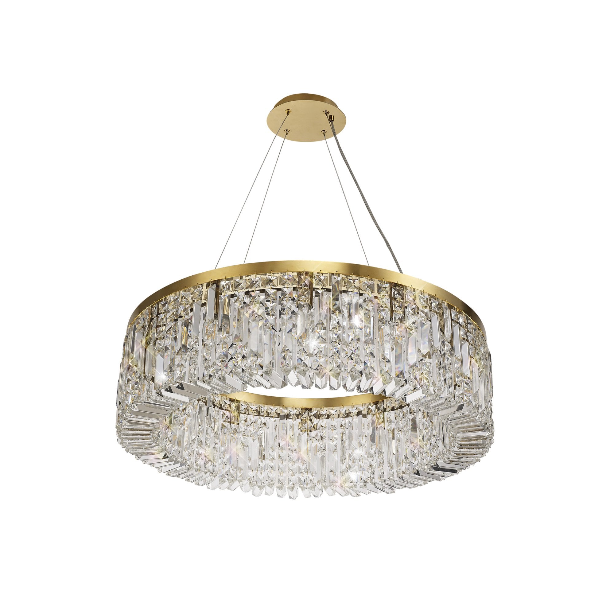 Fabula Fernbank 12 Light Round Pendant Chandelier - Gold & Crystal