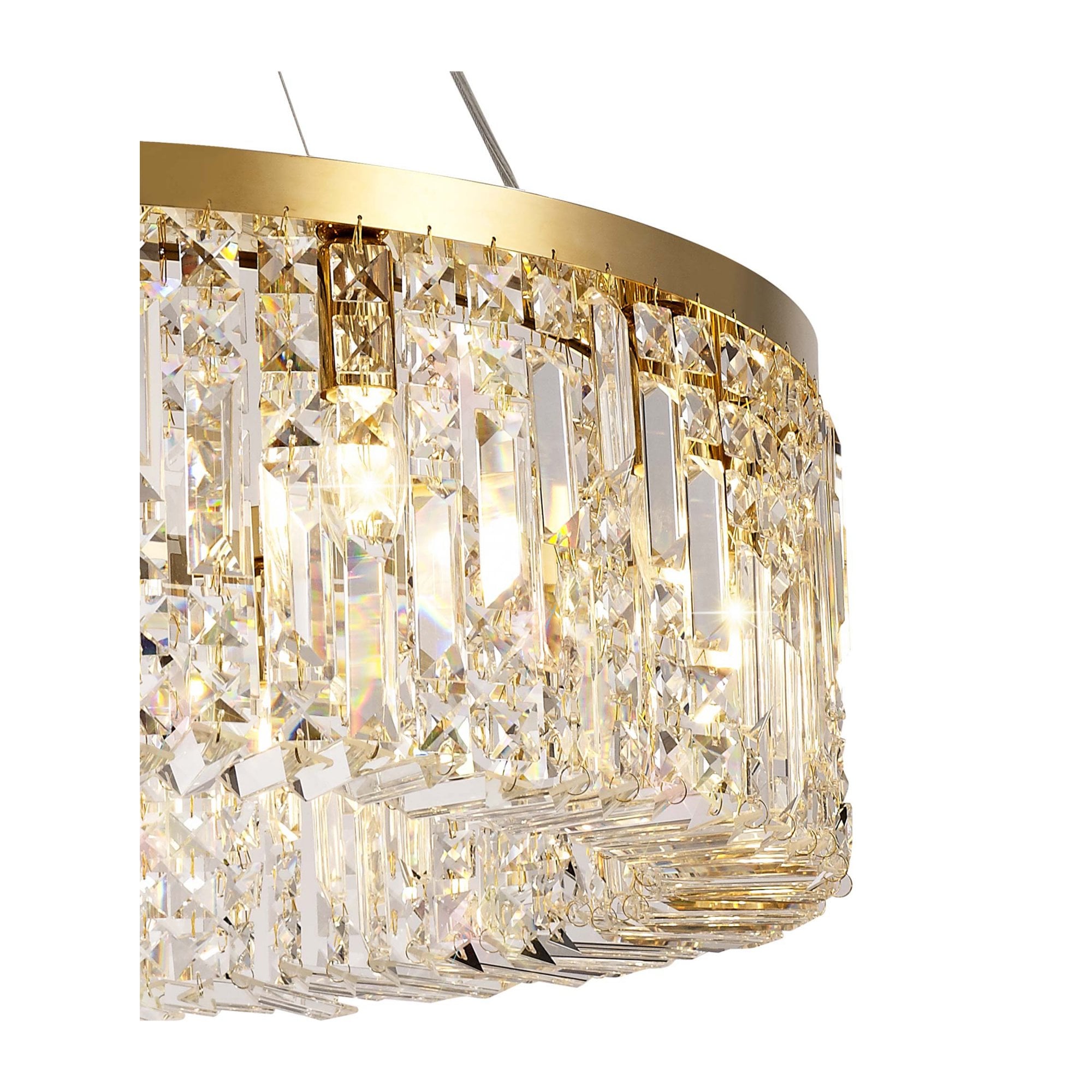 Fabula Fernbank 12 Light Round Pendant Chandelier - Gold & Crystal
