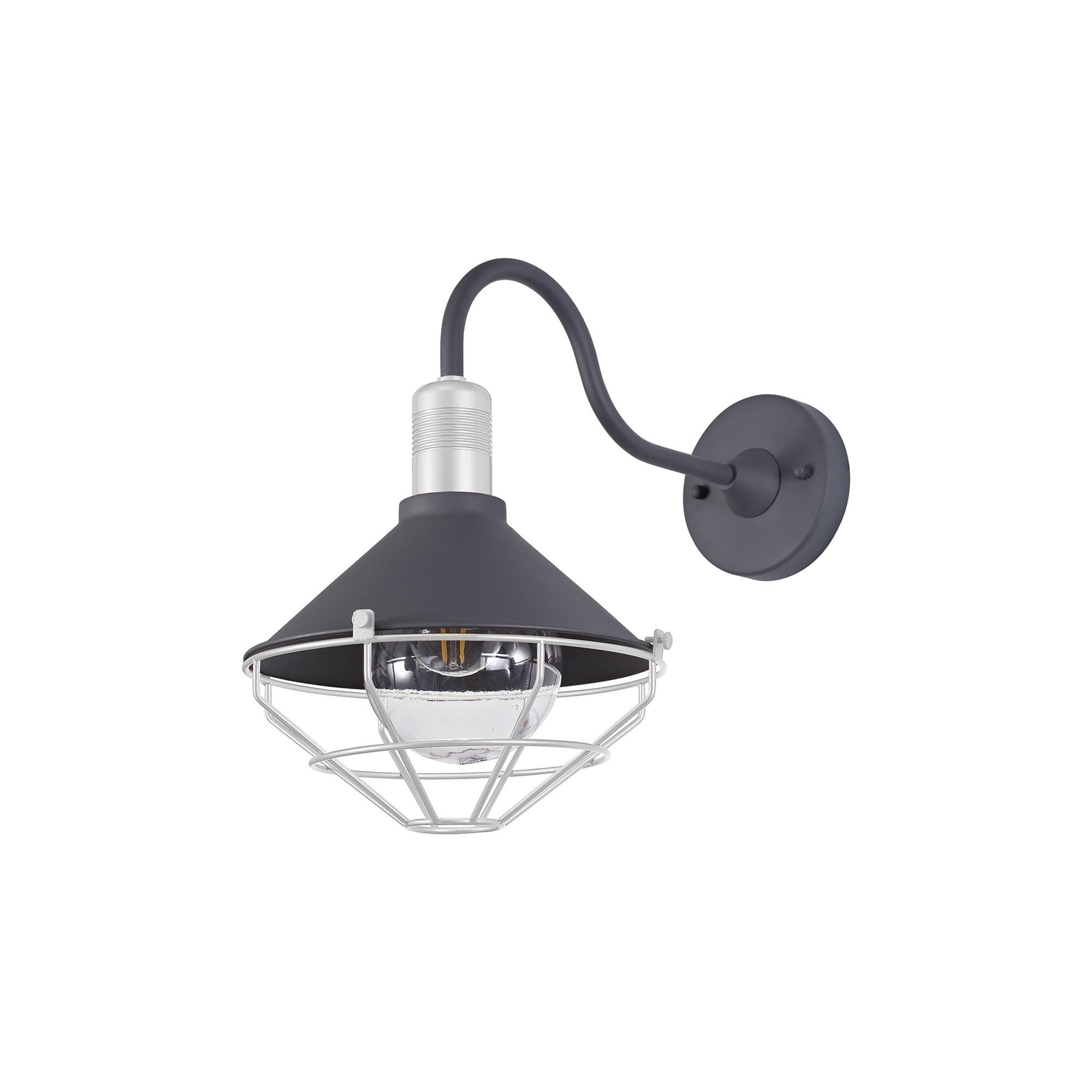 Fabula Maybury Single Curved Arm Wall Lamp - Anthracite & Matt White - IP65