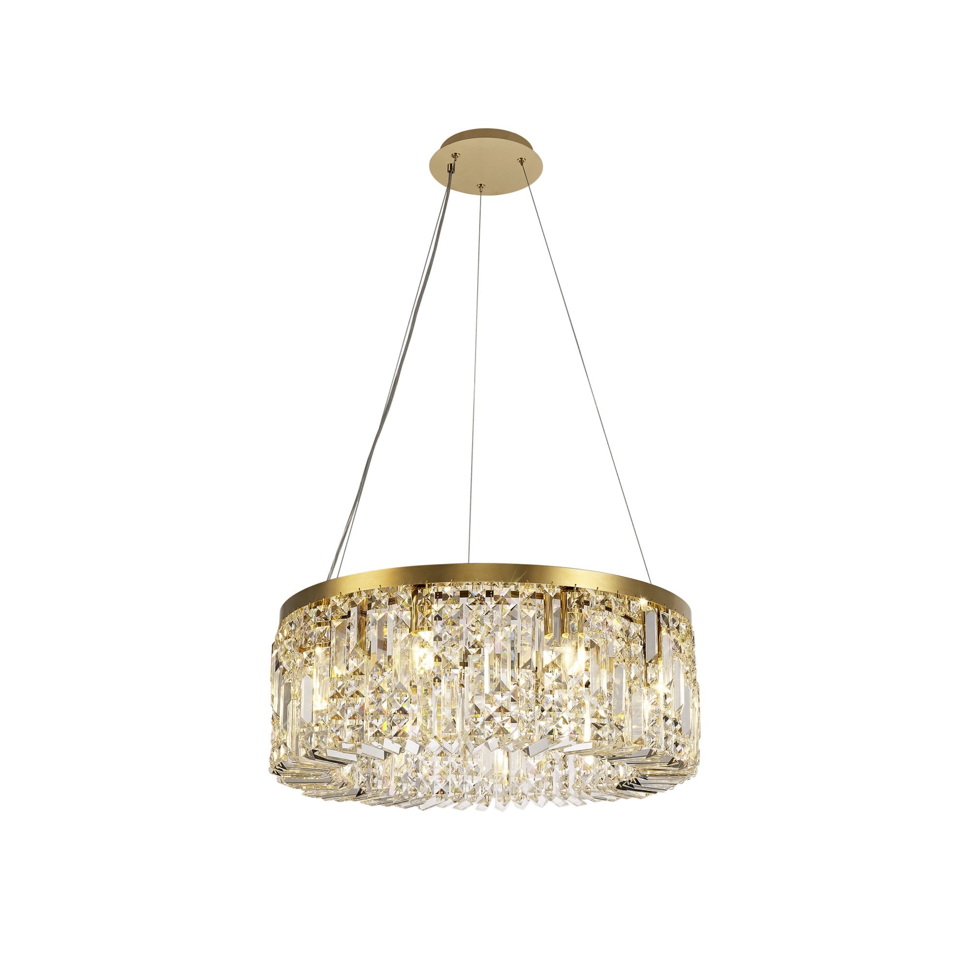 Fabula Fernbank 8 Light Round Pendant Chandelier - Gold & Crystal