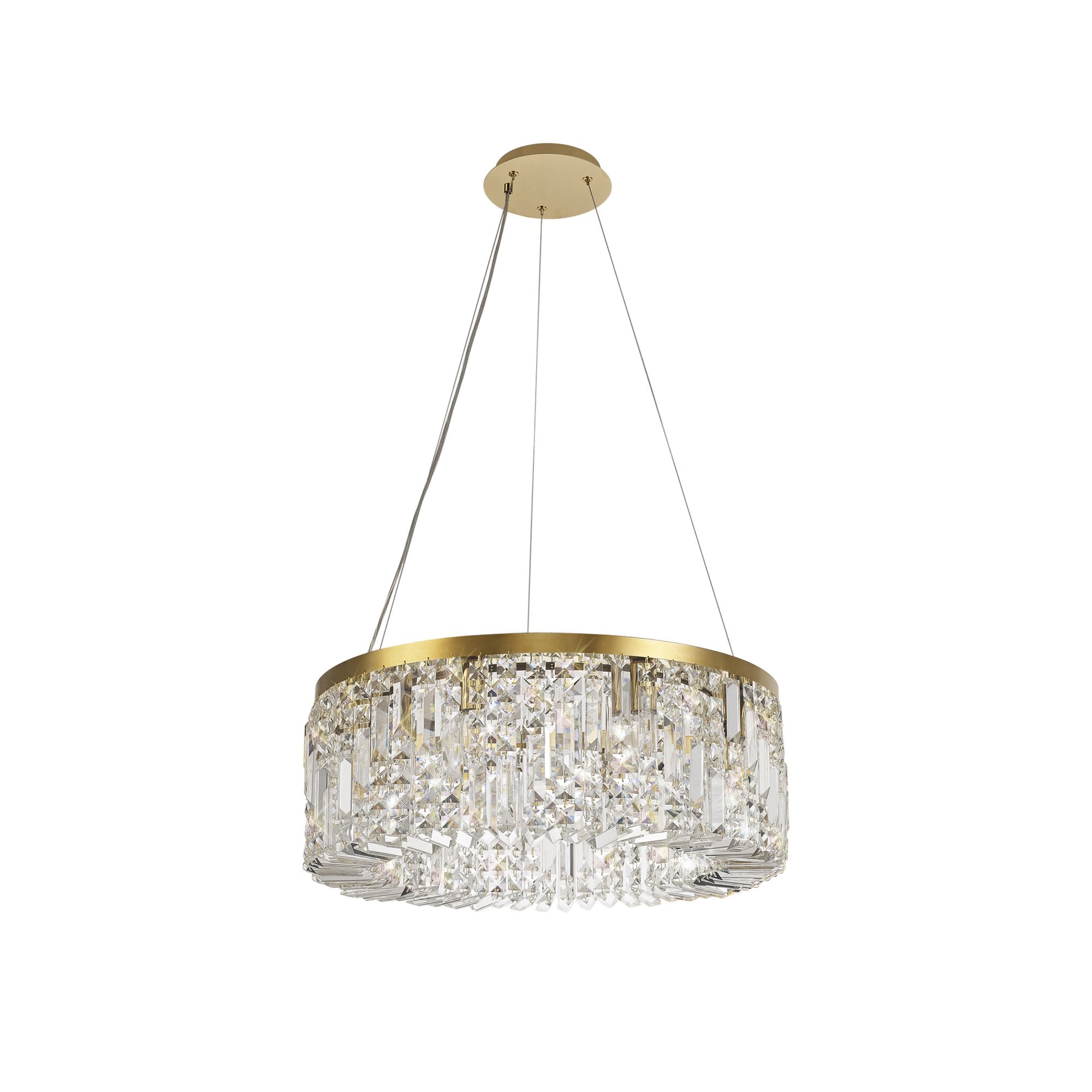 Fabula Fernbank 8 Light Round Pendant Chandelier - Gold & Crystal