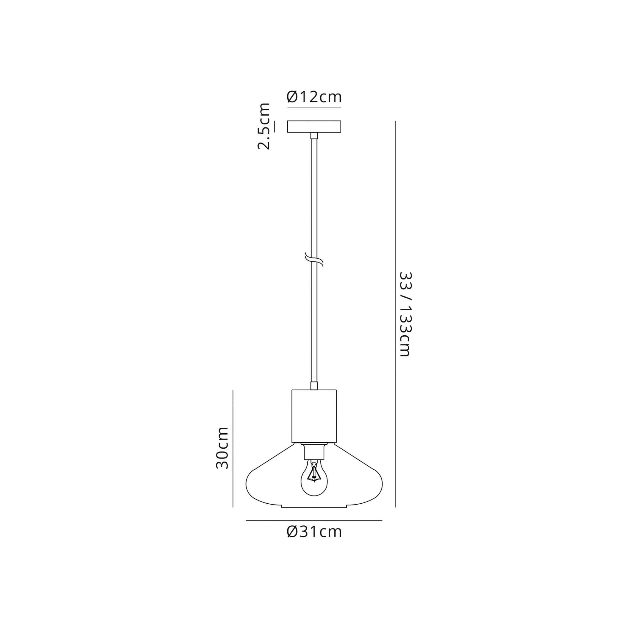 Fabula Maple Wide Pendant - Aged Brass & Clear Glass