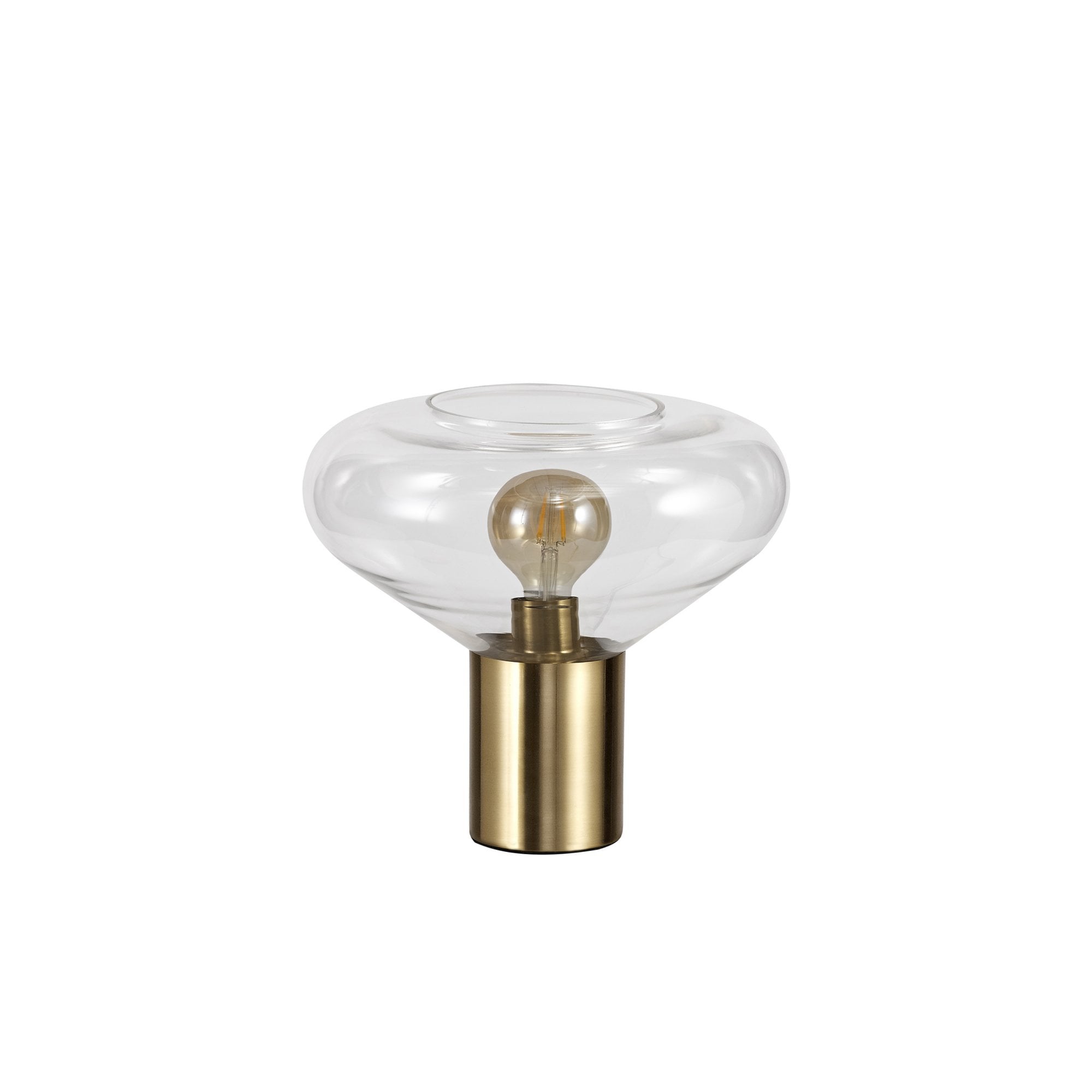 Fabula Maple Wide Table Lamp - Aged Brass & Clear Glass