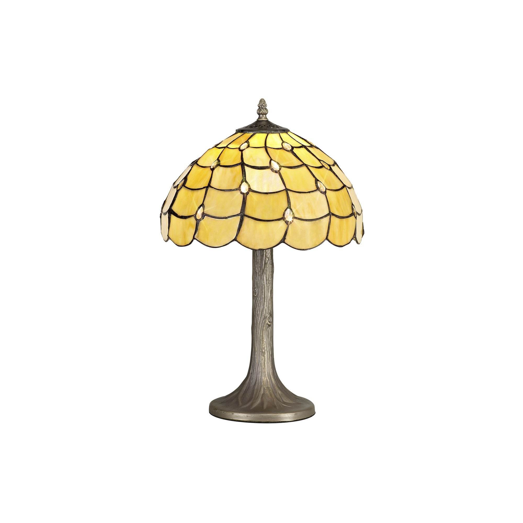 Fabula Crescent Single Tree Like Table Lamp - 30cm Tiffany Shade - Beige