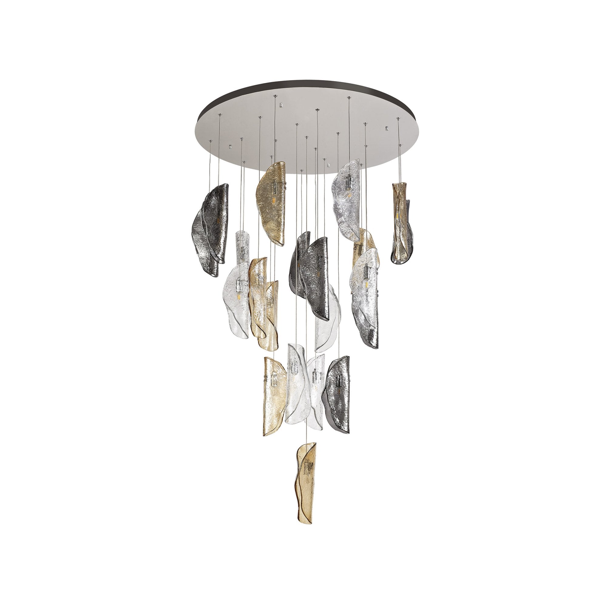 Fabula Chandos 21 Light Pendant - Polished Chrome, Clear, Amber & Smoked Glass
