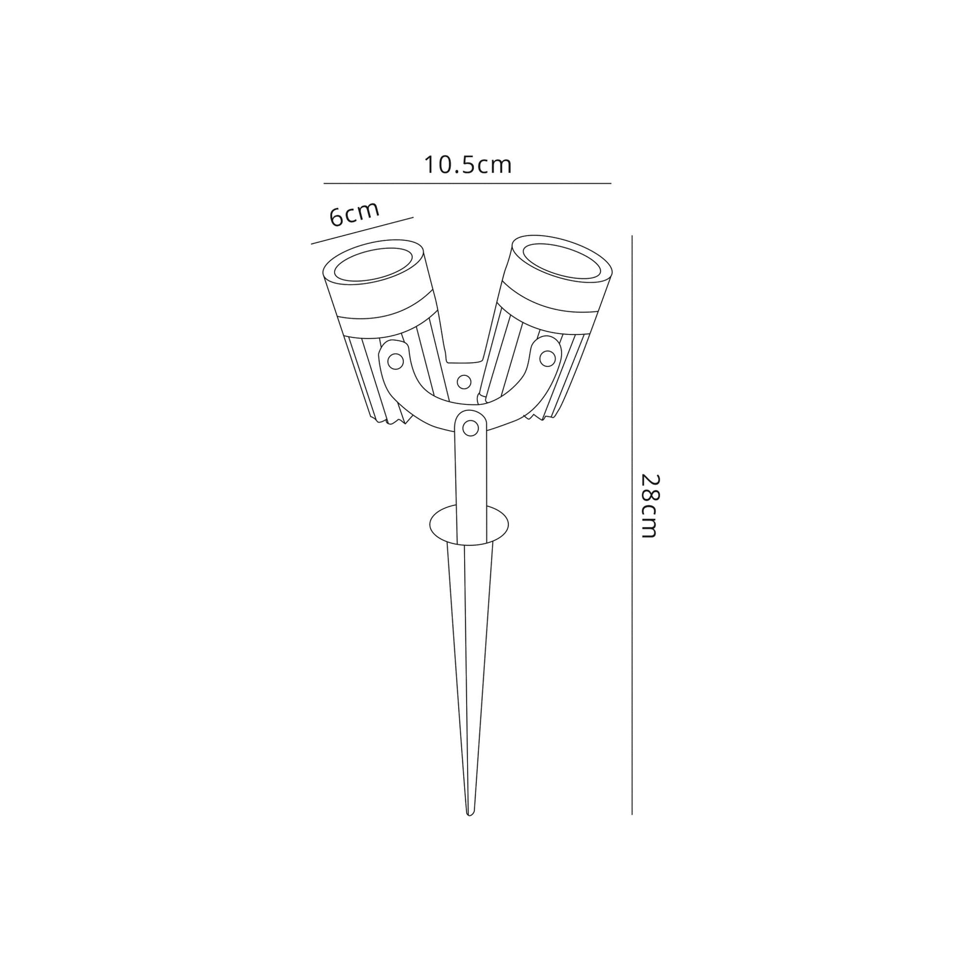 Fabula Trafalgar 3W LED Twin Spike Light - Grey & Black - IP65