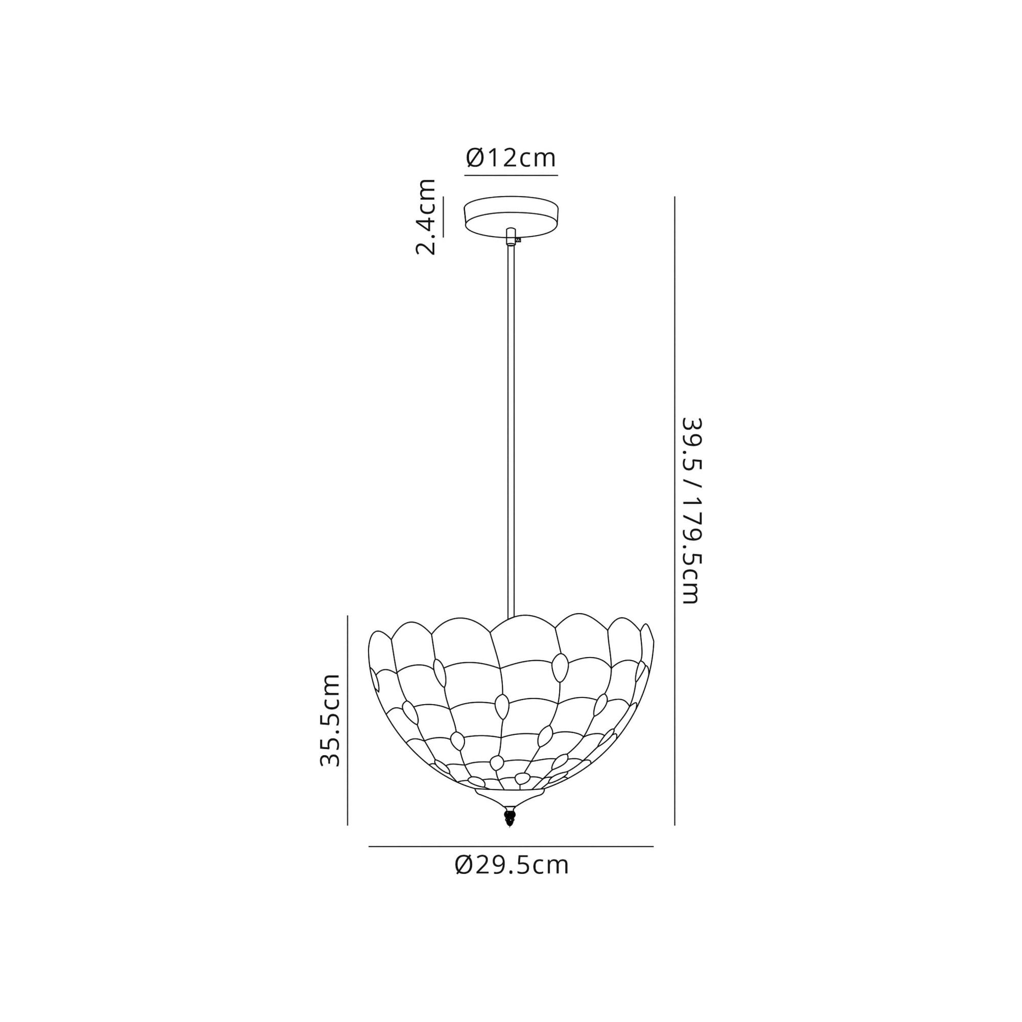Fabula Crescent Single Uplighter Pendant - 30cm Tiffany Shade - Beige
