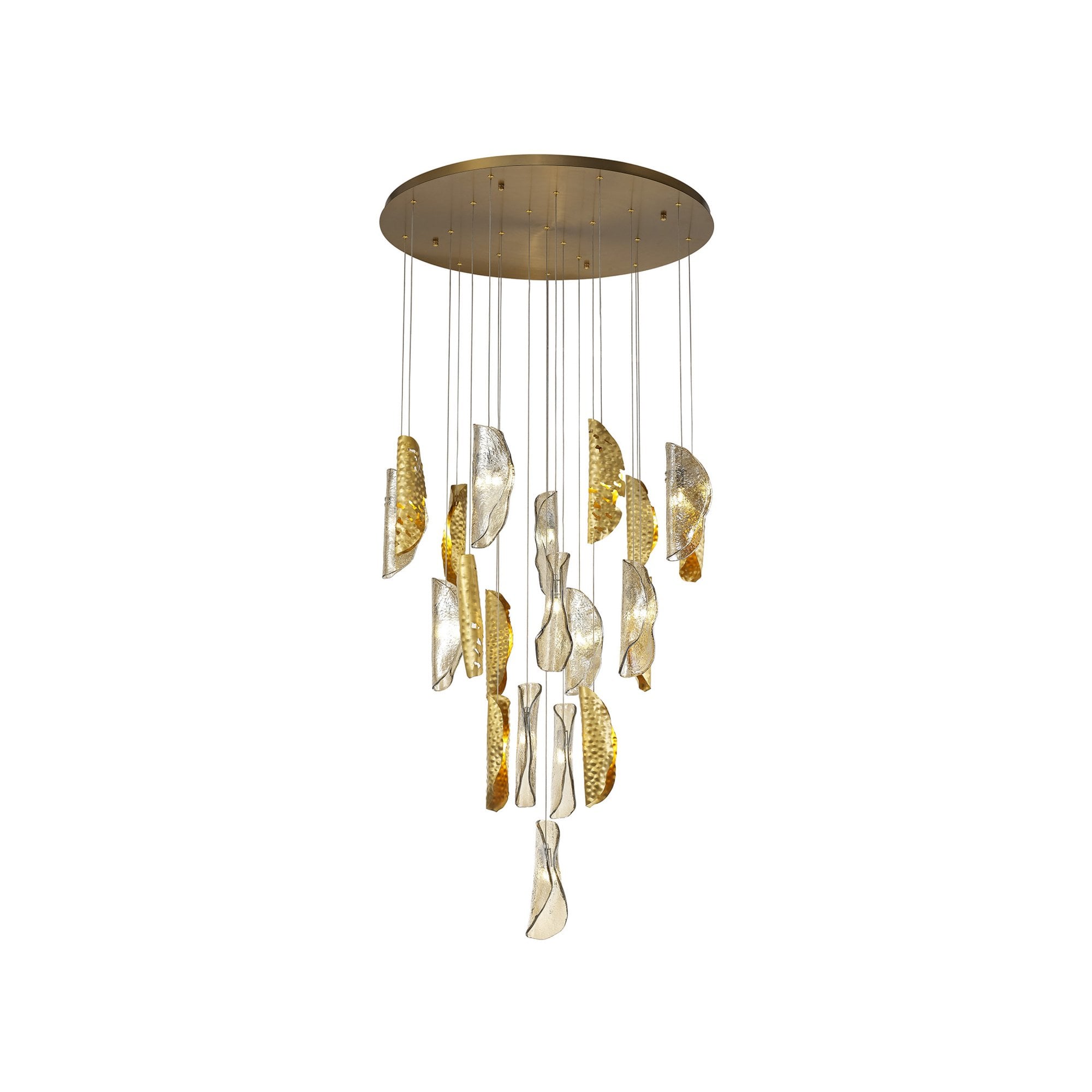 Fabula Treetops 21 Light Pendant - Brass & Cognac Glass