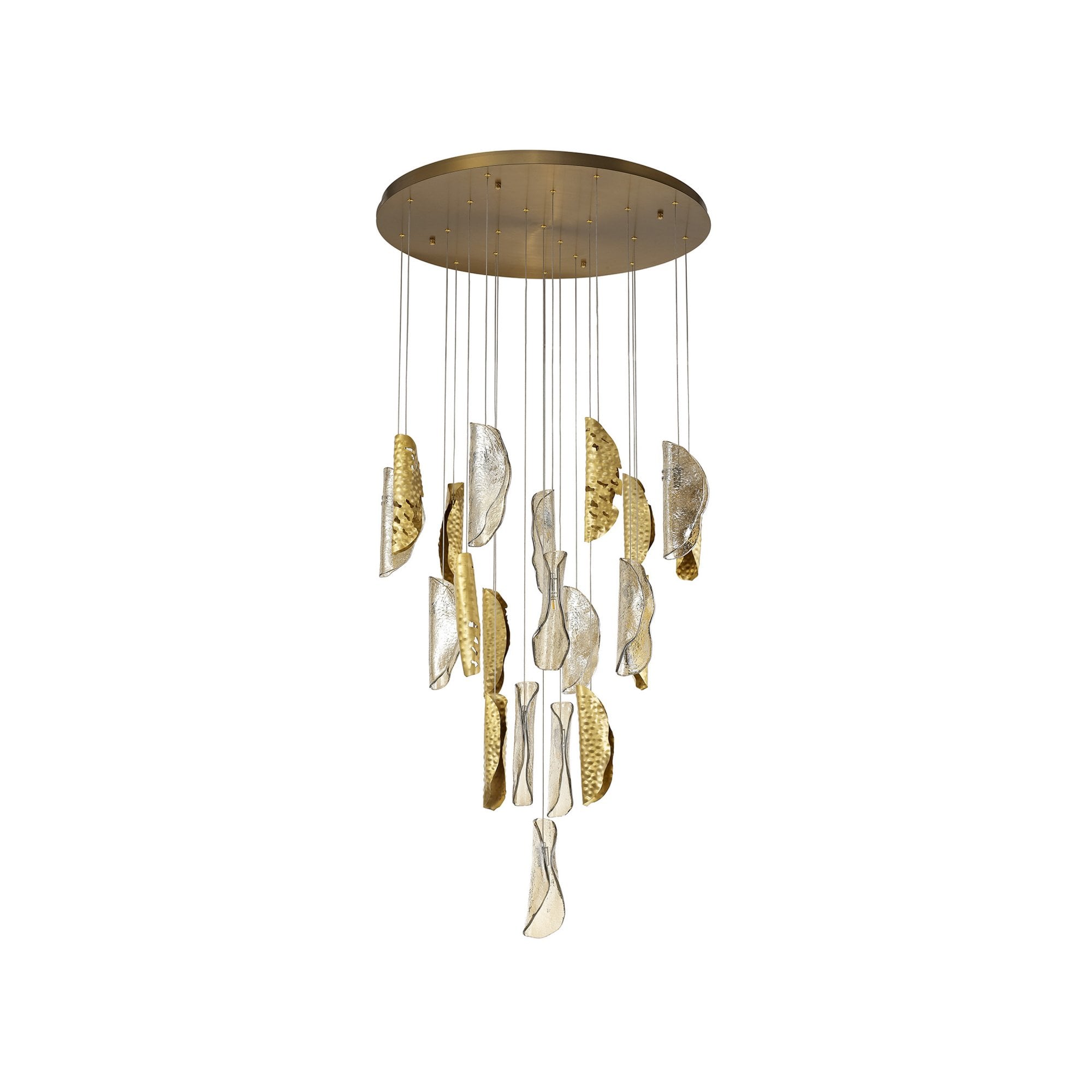 Fabula Treetops 21 Light Pendant - Brass & Cognac Glass