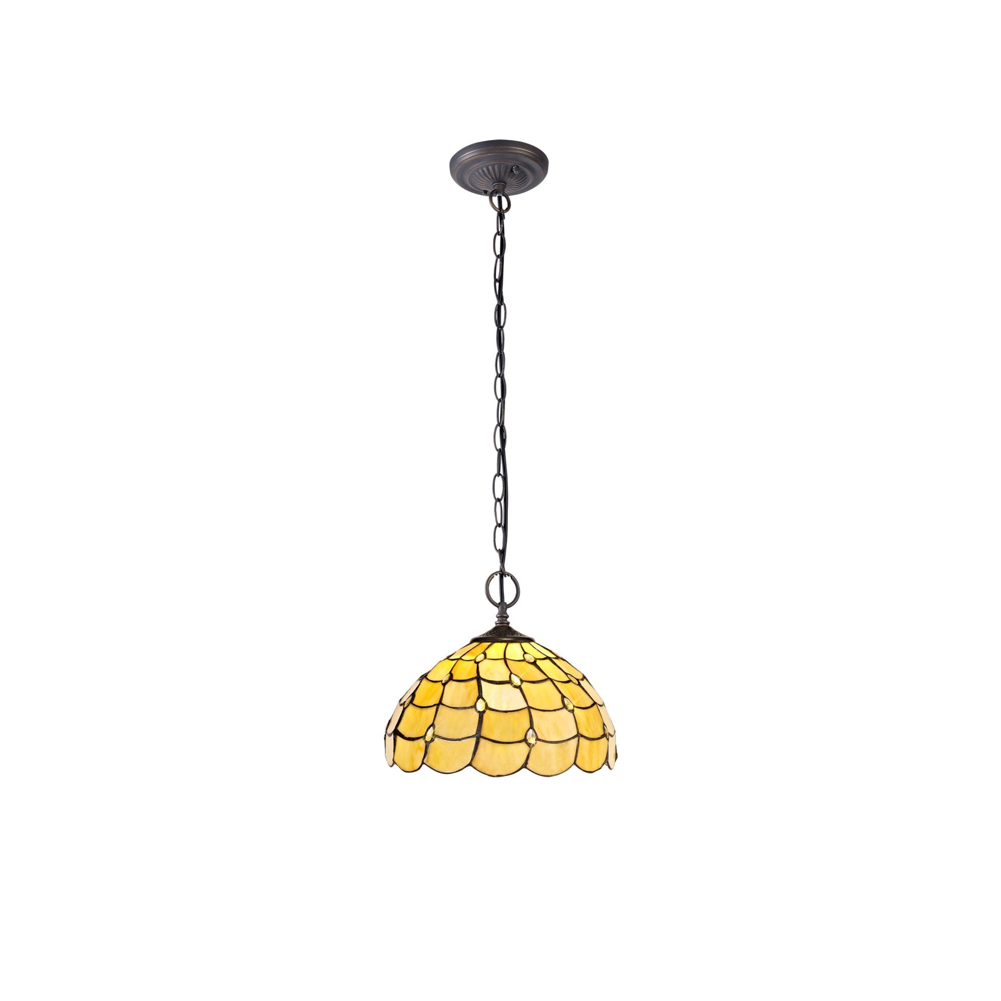 Fabula Crescent 2 Light Downlighter Pendant - 30cm Tiffany Shade - Beige