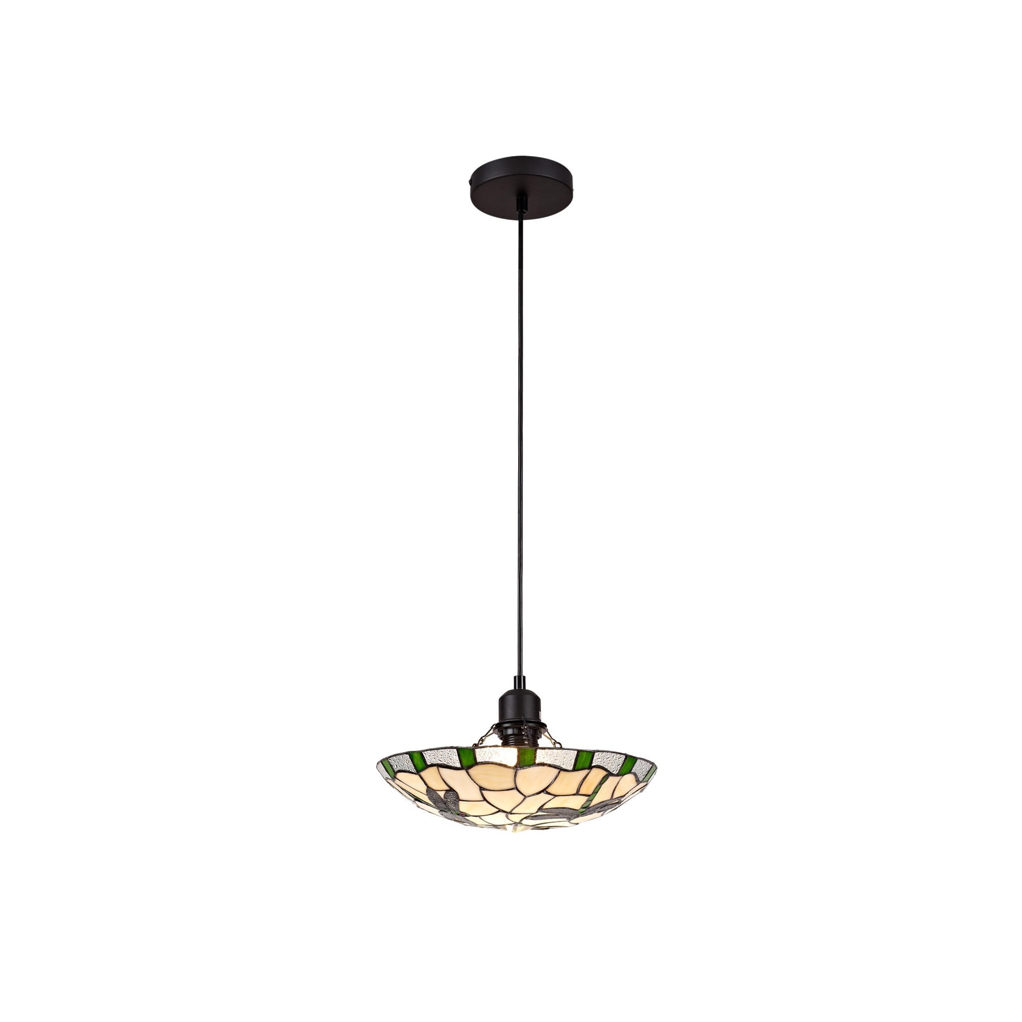 Fabula Mannock Single Pendant - 35cm Tiffany Shade - Green & Cream