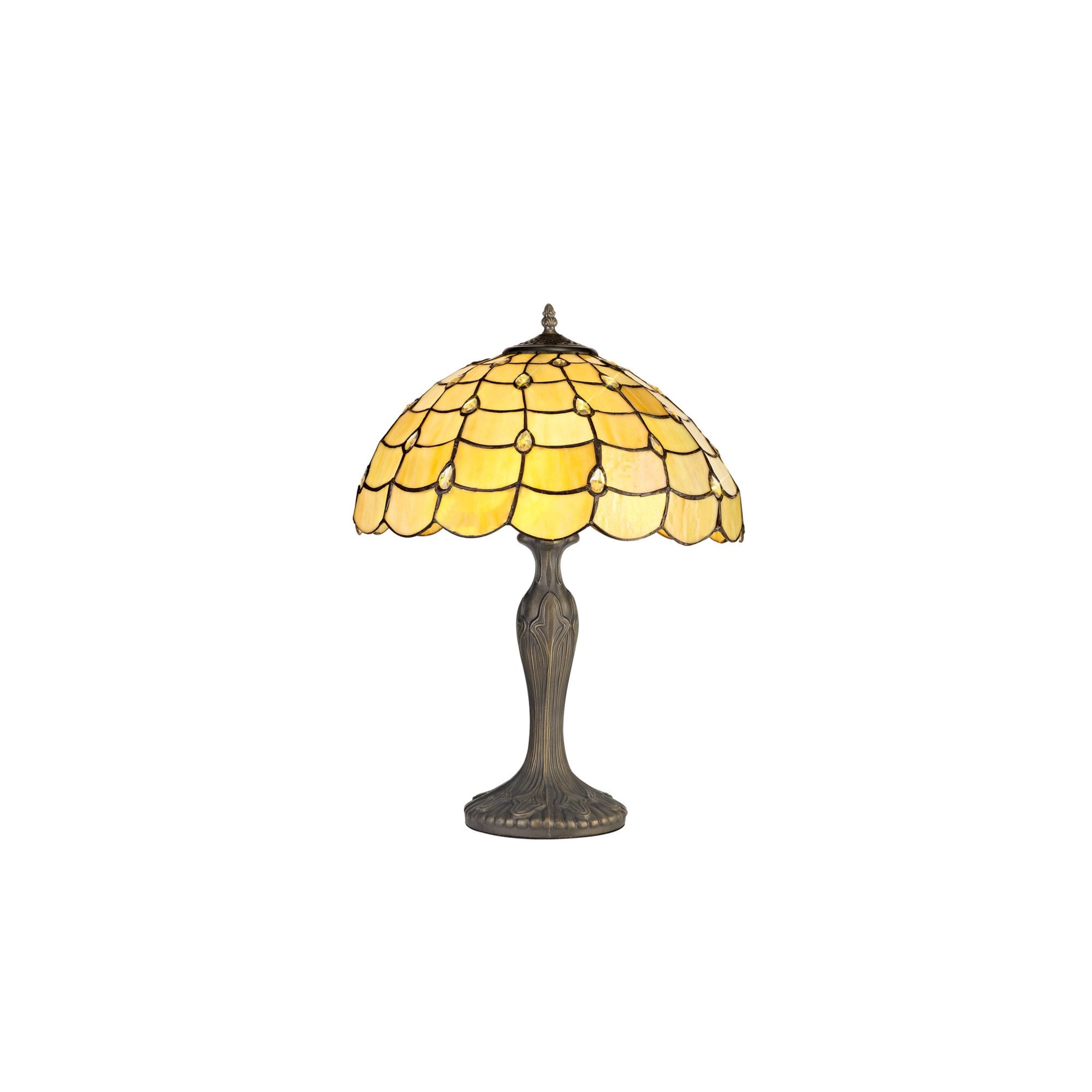 Fabula Crescent 2 Light Curved Table Lamp - 40cm Tiffany Shade - Beige