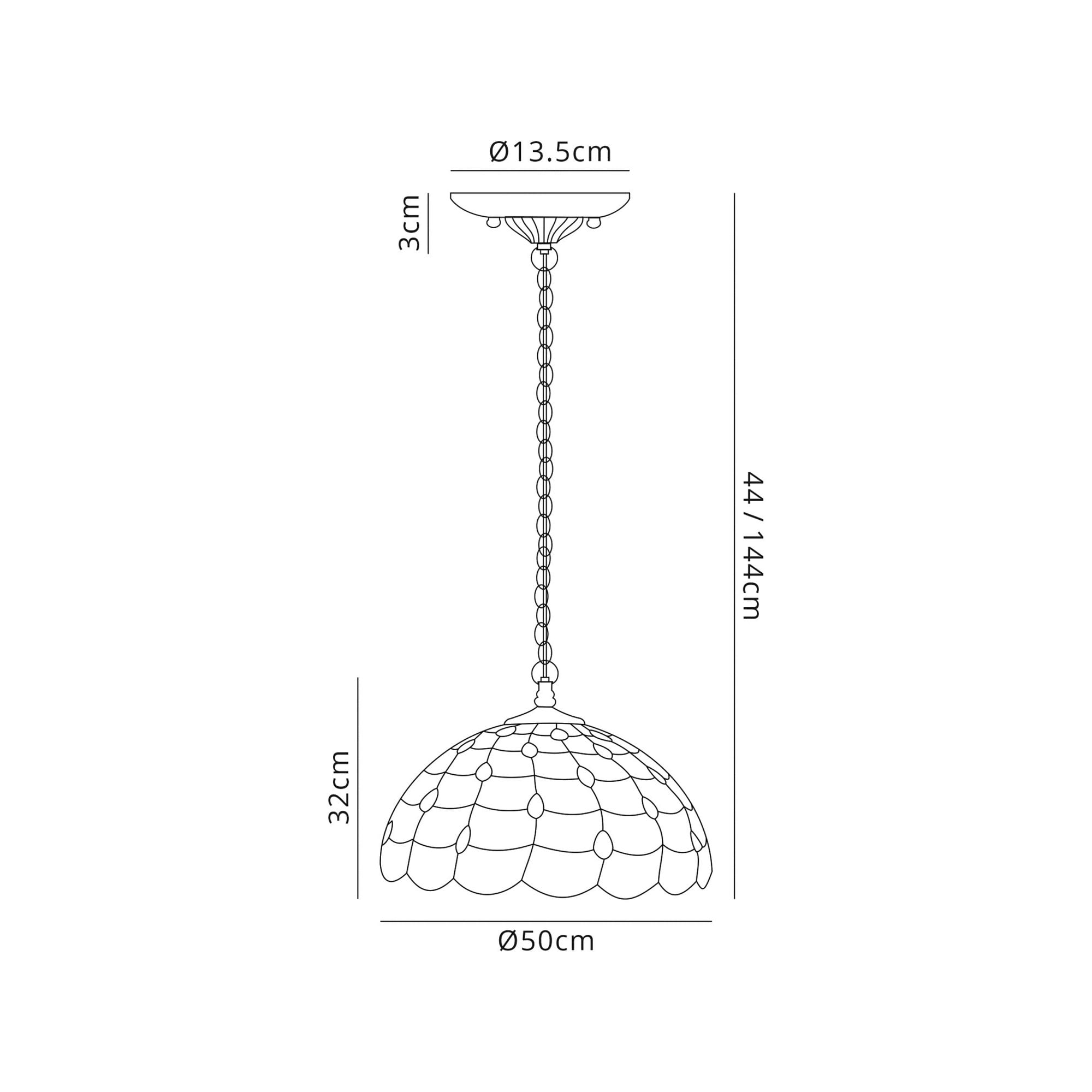 Fabula Crescent 2 Light Downlighter Pendant - 50cm Tiffany Shade - Beige