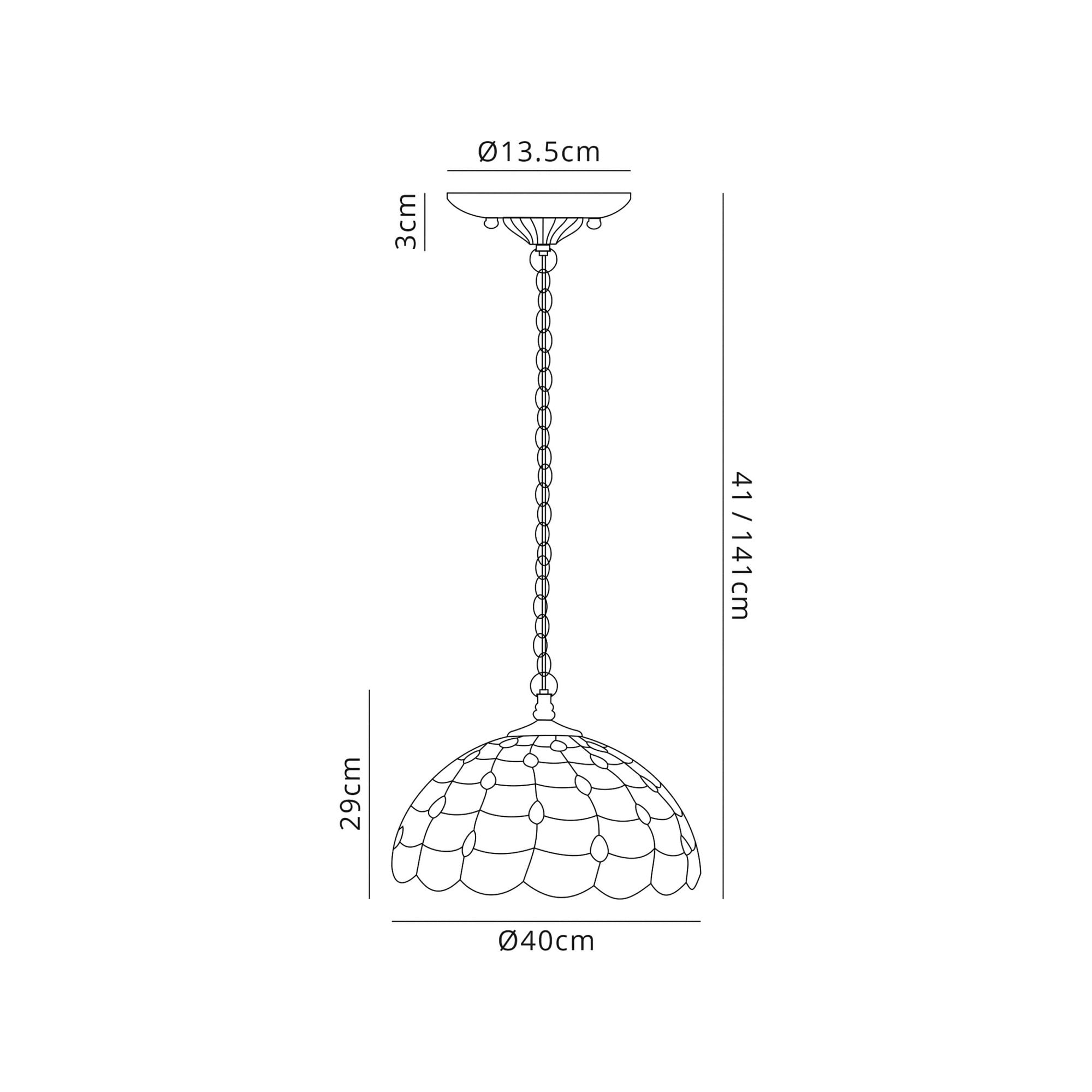 Fabula Crescent 3 Light Semi-Flush Light - 40cm Tiffany Shade - Beige