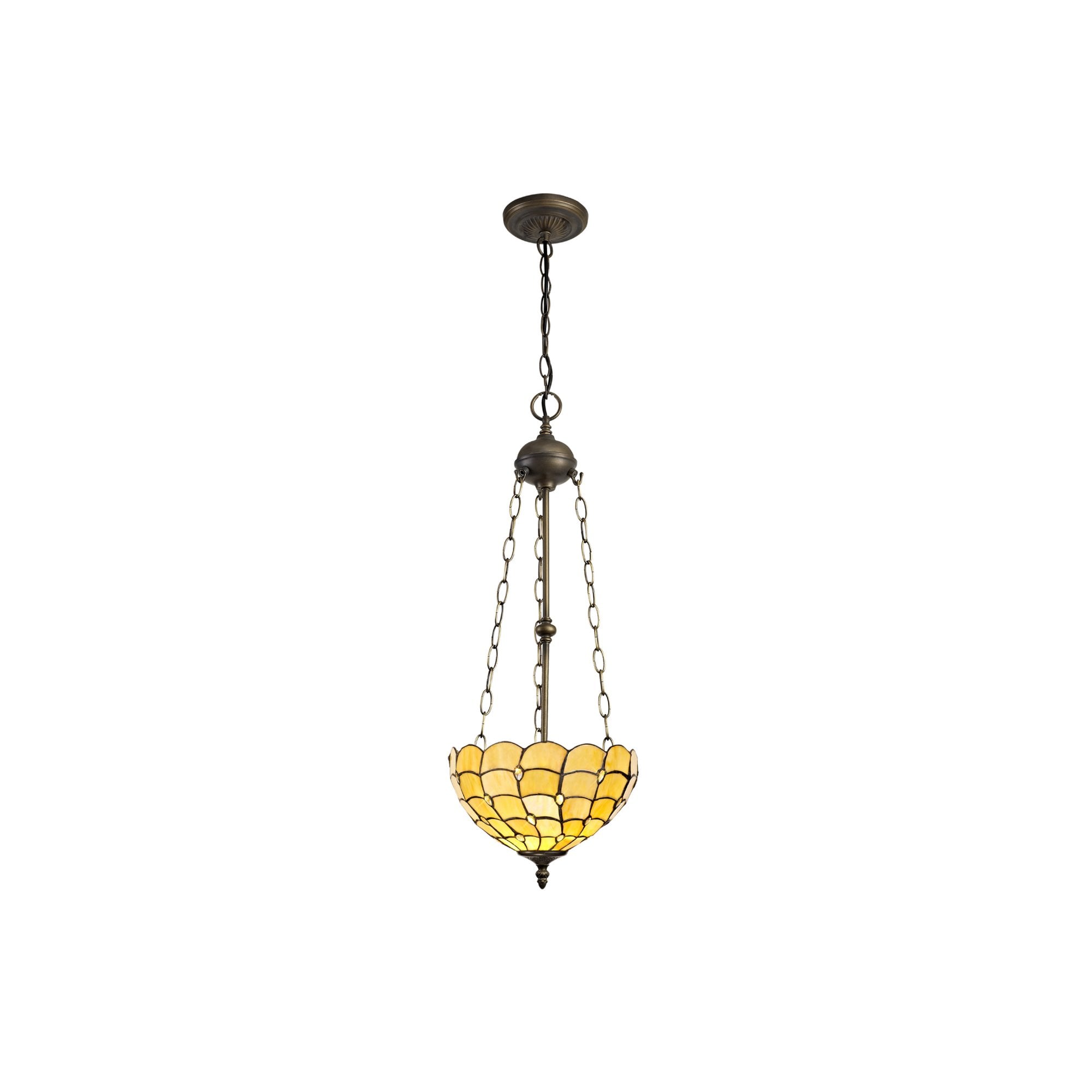 Fabula Crescent 3 Light Uplighter Pendant - 30cm Tiffany Shade - Beige