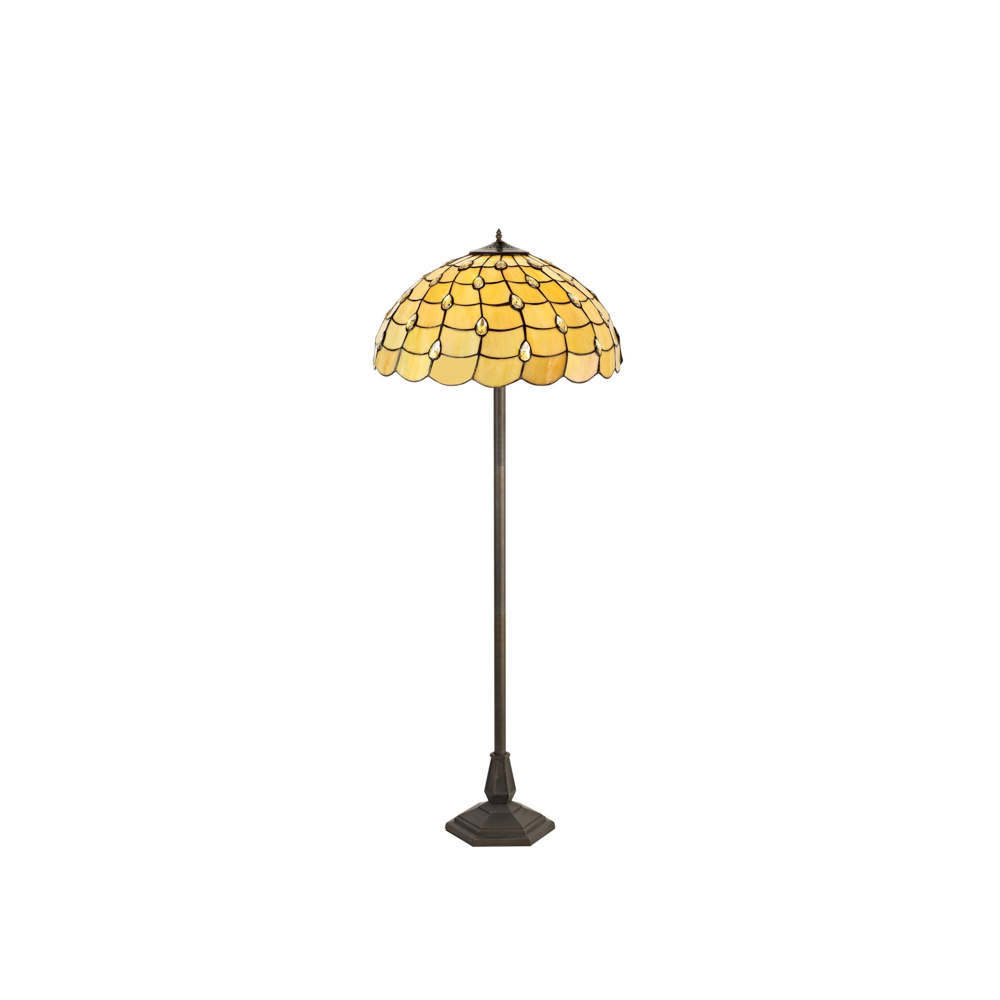 Fabula Crescent 2 Light Octagonal Floor Lamp - 50cm Tiffany Shade - Beige