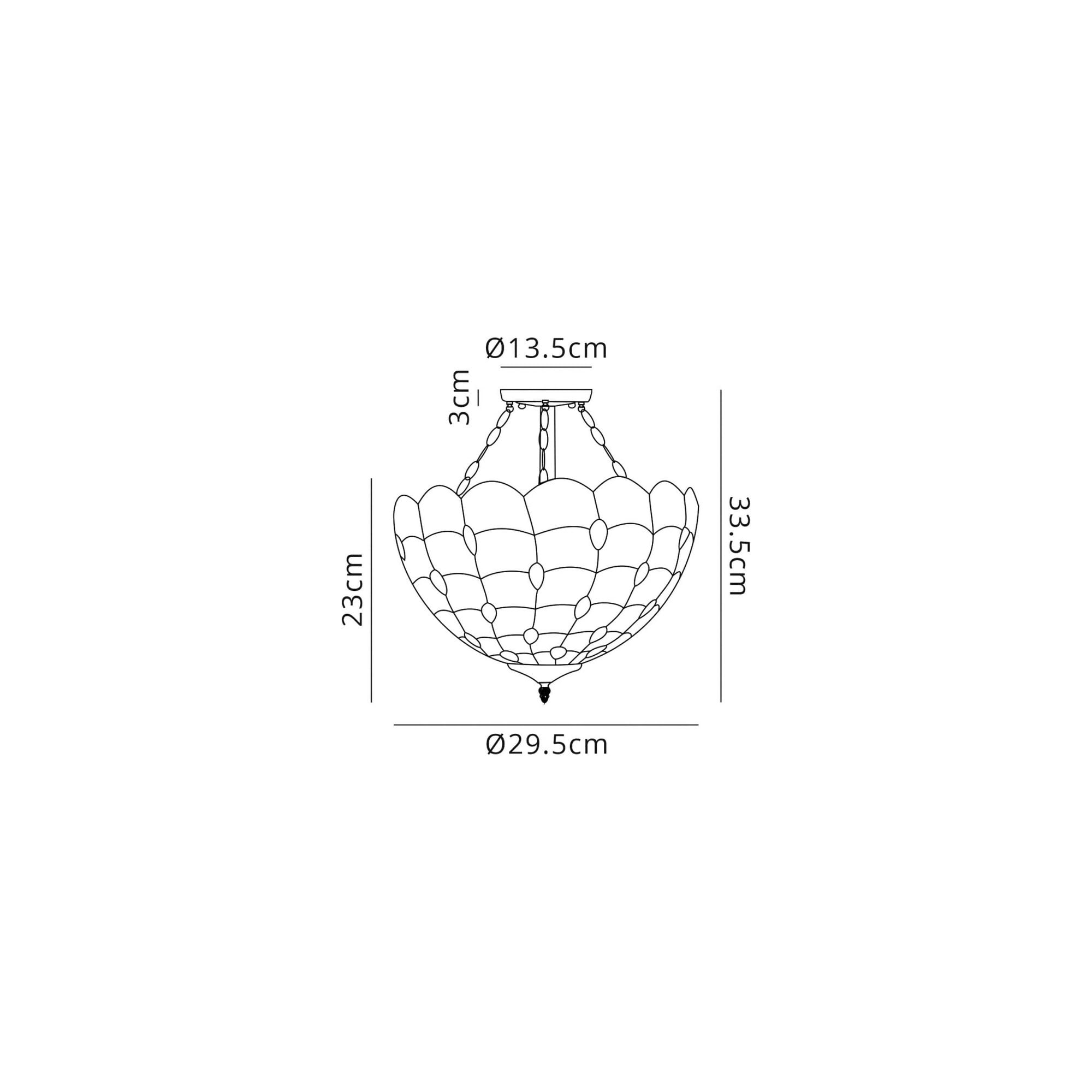 Fabula Crescent 2 Light Semi-Flush Light - 30cm Tiffany Shade - Beige