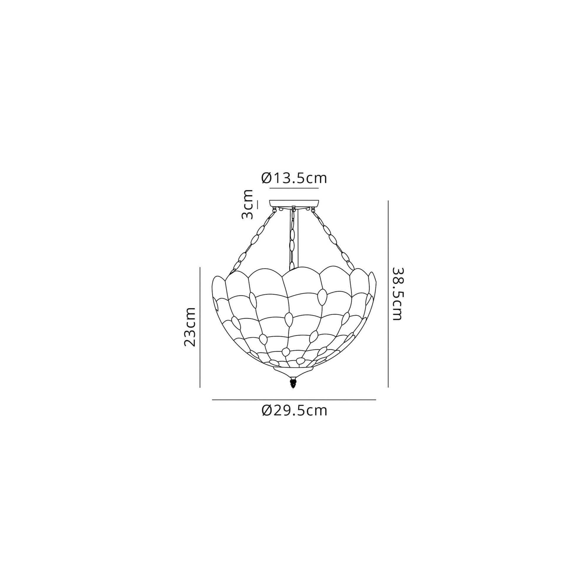 Fabula Crescent 3 Light Semi-Flush Light - 30cm Tiffany Shade - Beige