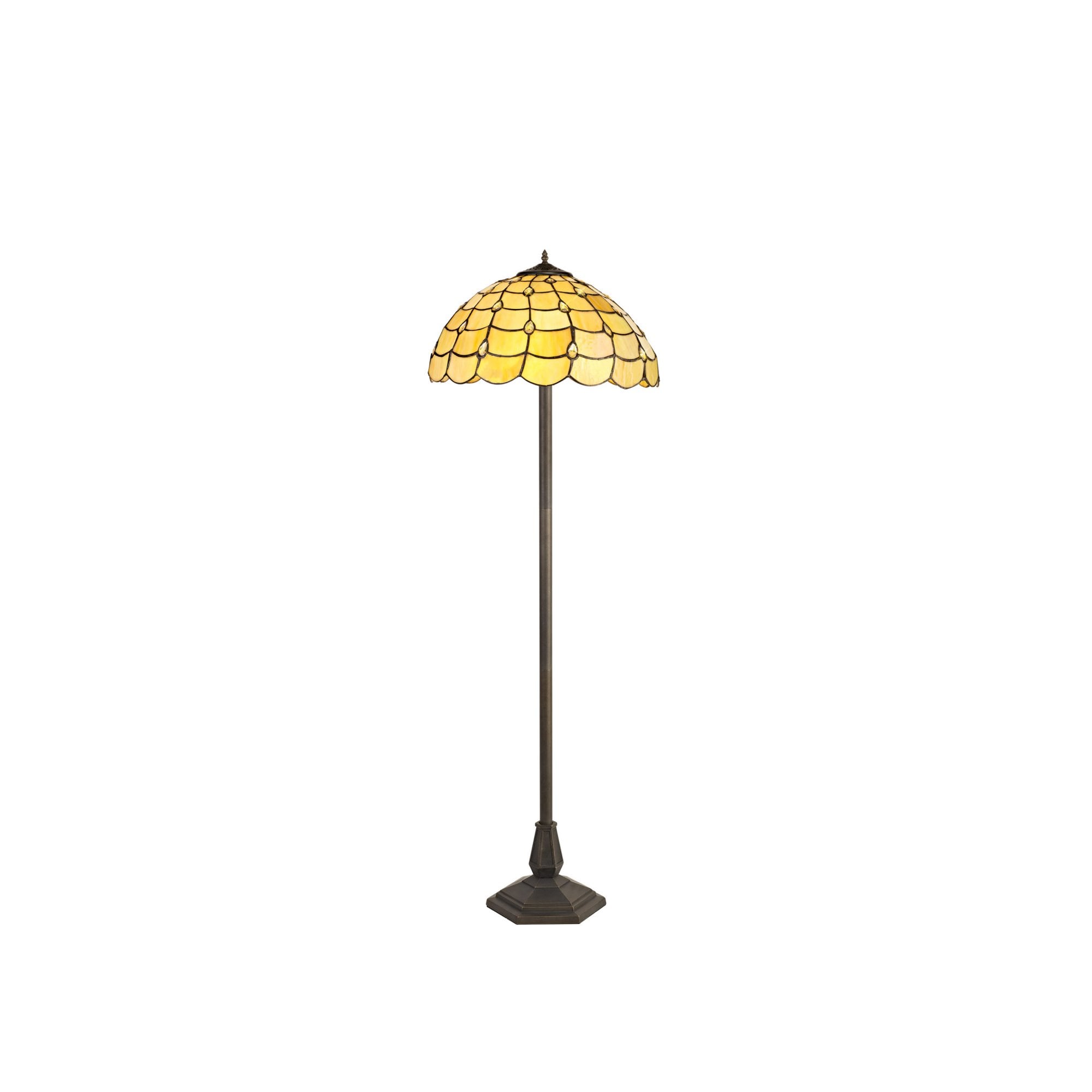 Fabula Crescent 2 Light Octagonal Floor Lamp - 40cm Tiffany Shade - Beige