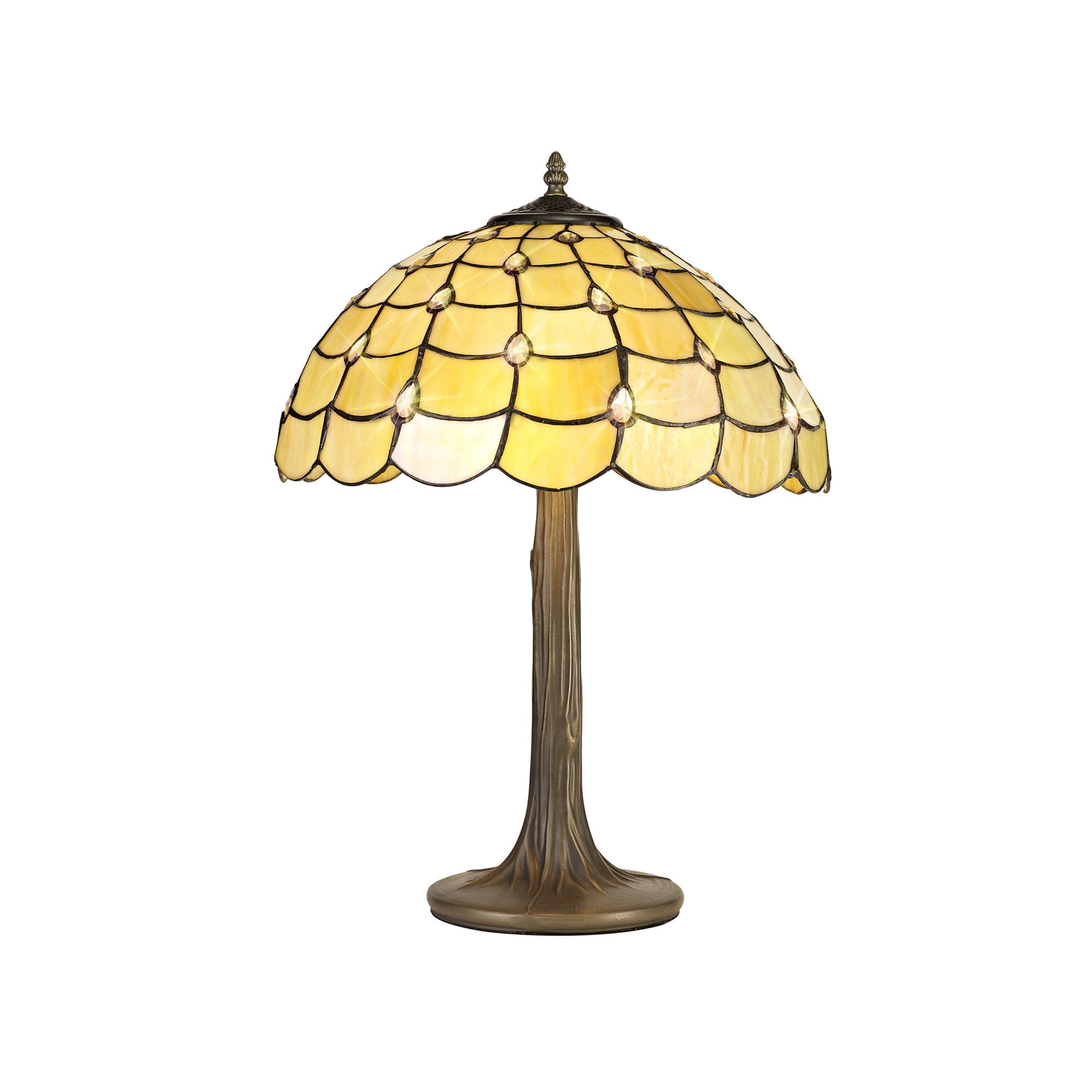 Fabula Crescent 2 Light Tree Like Table Lamp - 40cm Tiffany Shade - Beige