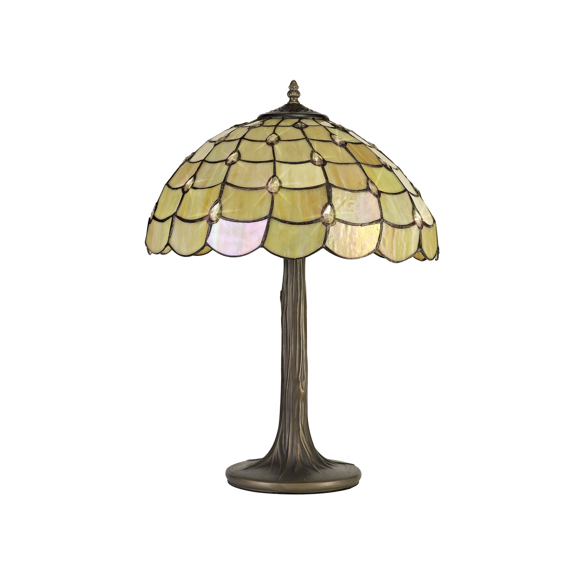 Fabula Crescent 2 Light Tree Like Table Lamp - 40cm Tiffany Shade - Beige