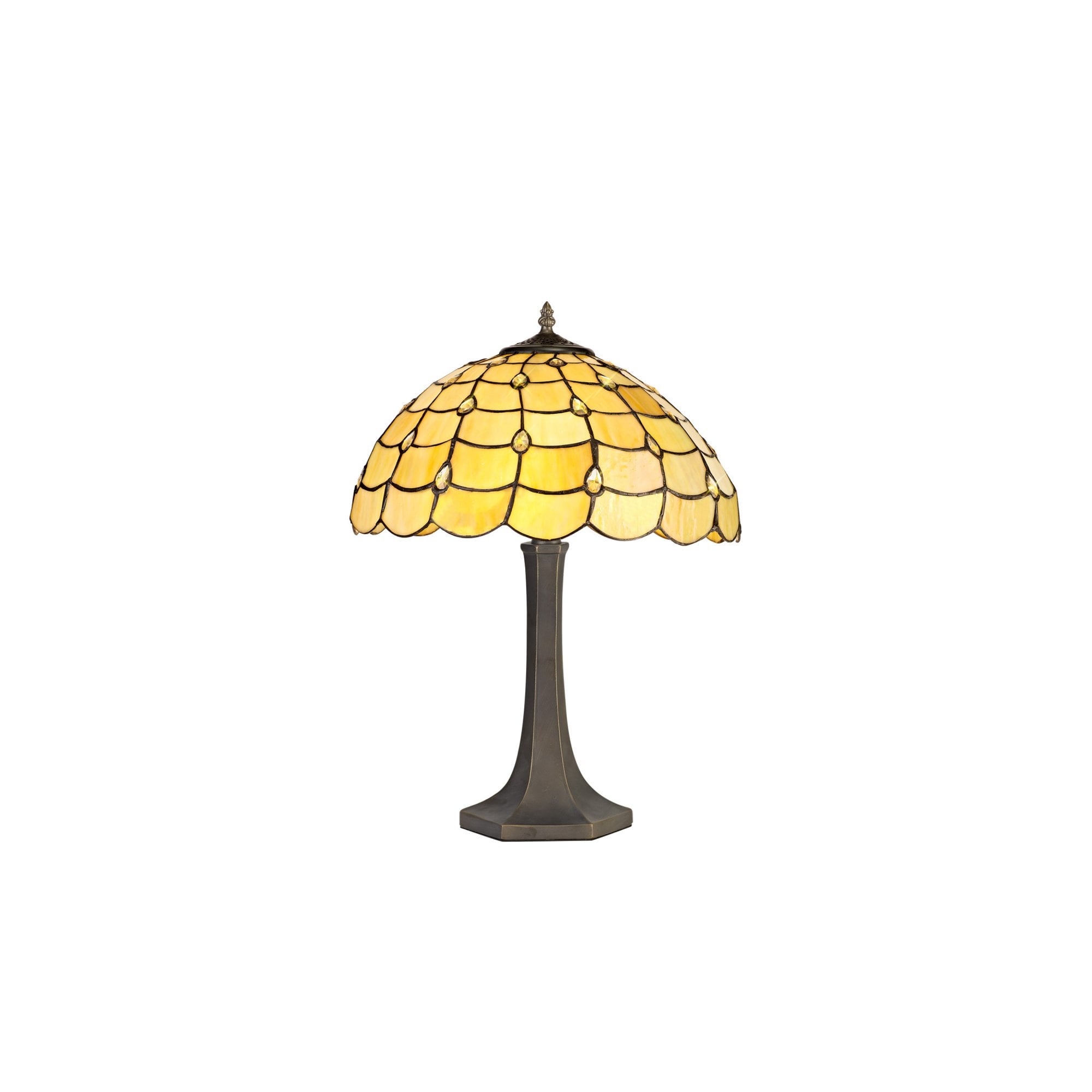Fabula Crescent 2 Light Octagonal Table Lamp - 40cm Tiffany Shade - Beige