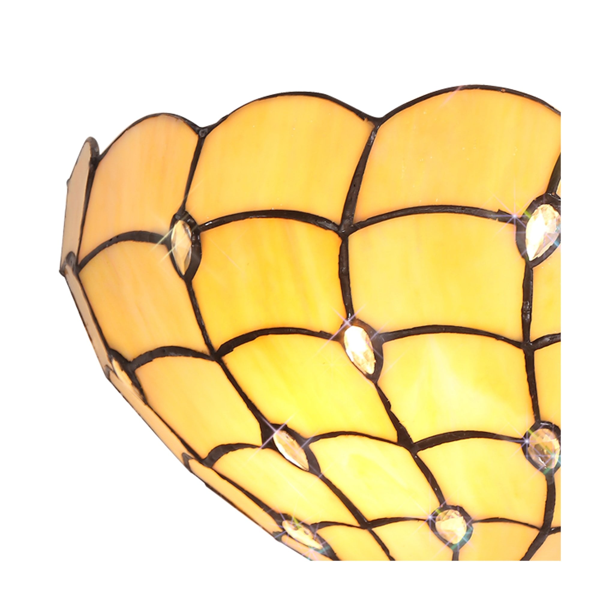 Fabula Crescent 2 Light Wall Lamp - 30cm Tiffany Shade - Beige